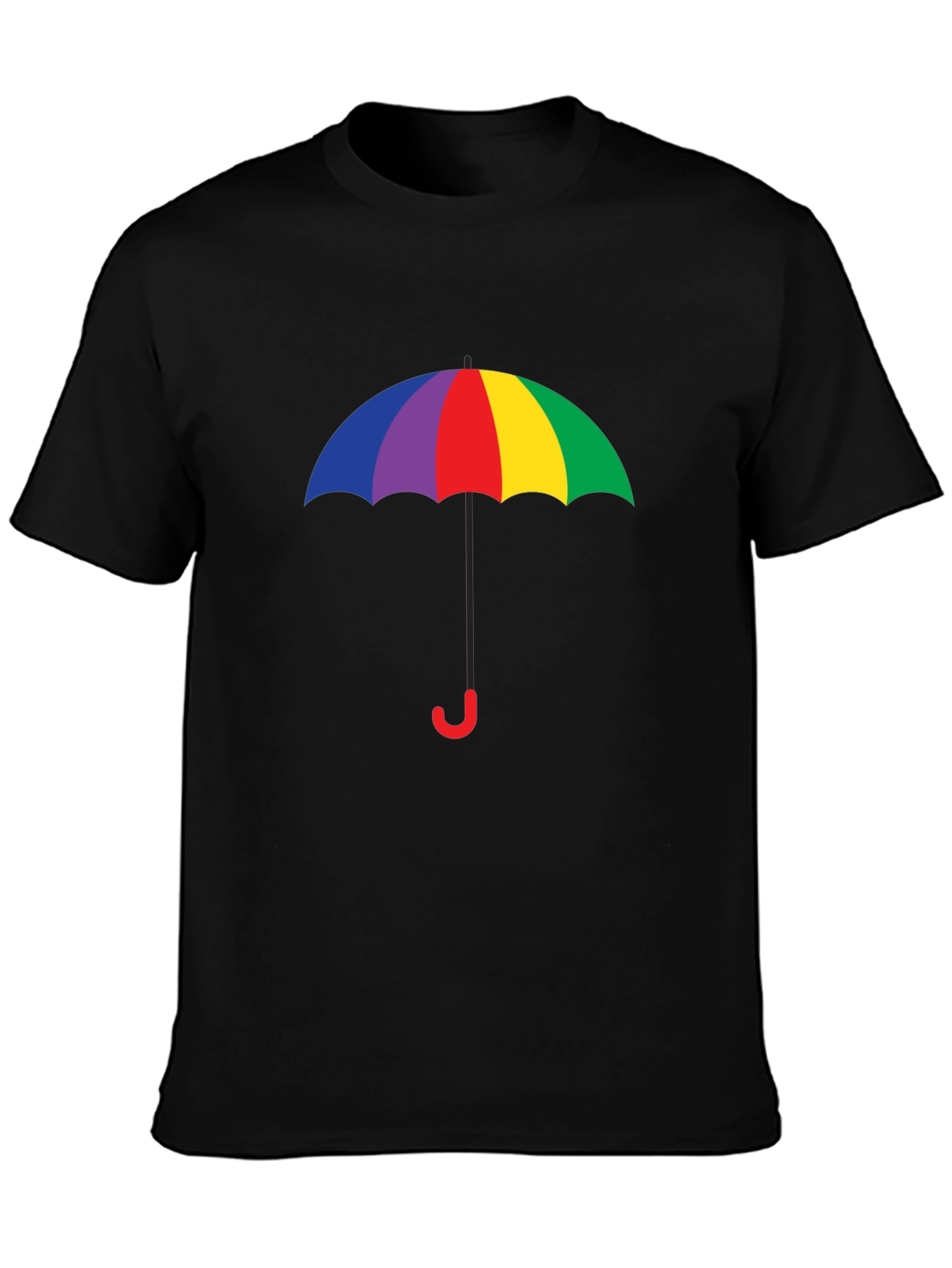 Black Rainbow Umbrella Graphic Tee - Black Cotton Blend view 3