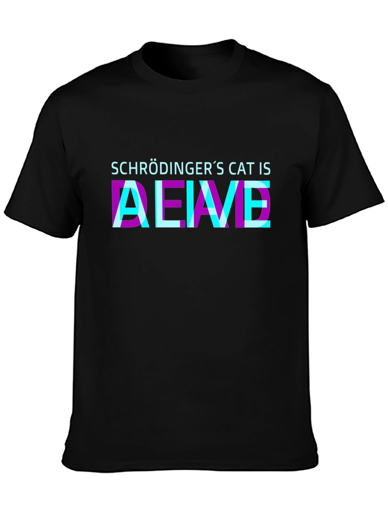 Black Schrödinger's Cat Is Alive T-Shirt view 3