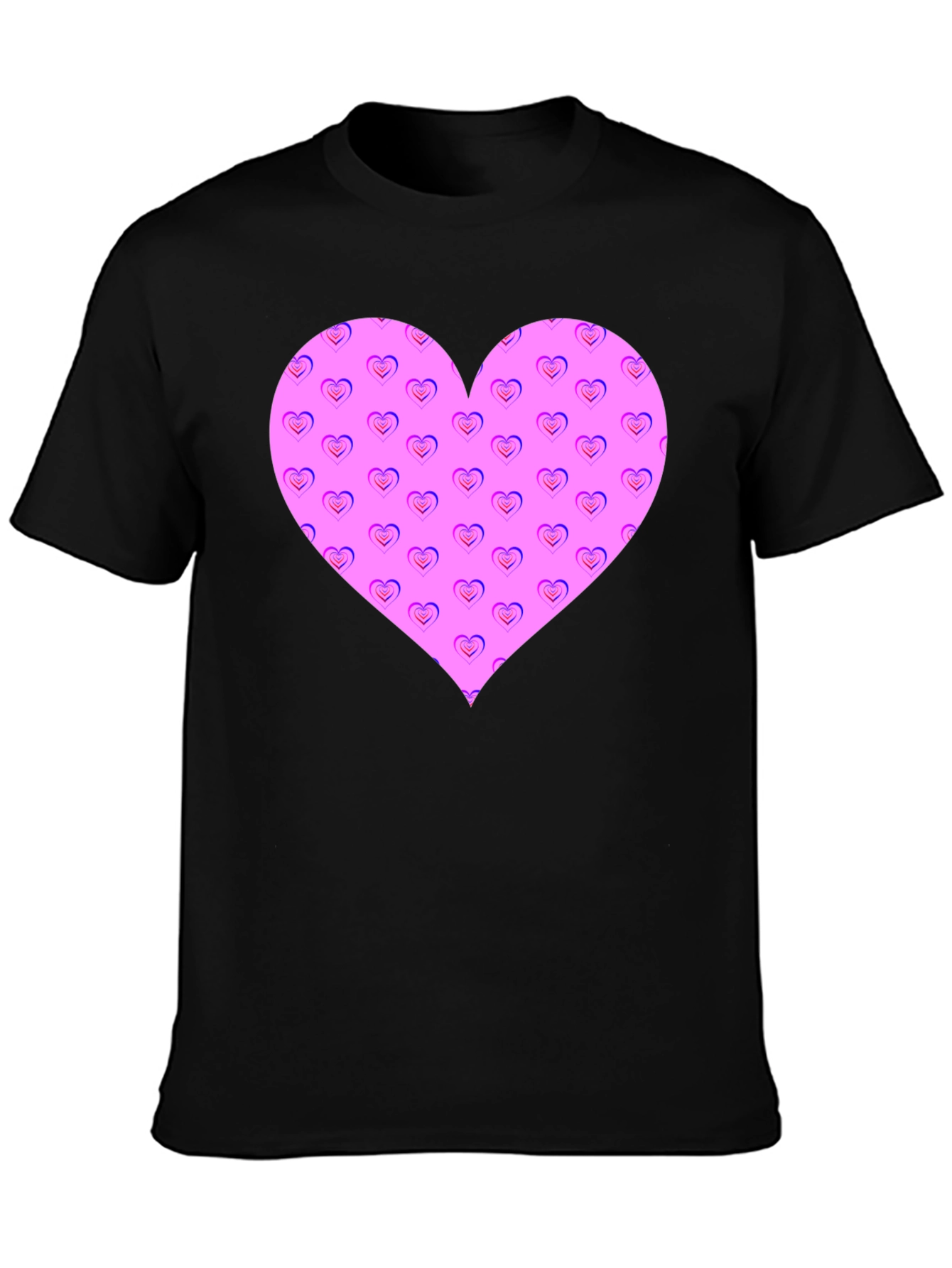 Black Heart Pattern Black T-Shirt view 3
