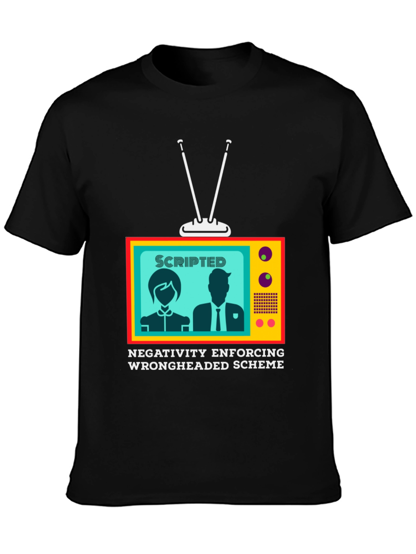 Black Scripted TV Graphic Tee - Enforcing Negativity view 3