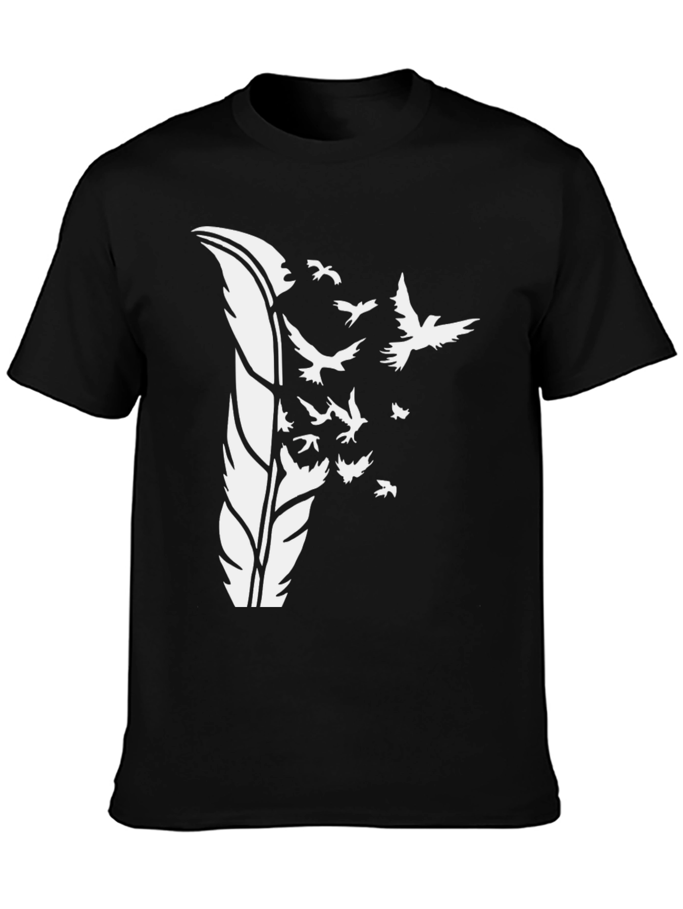 Black Feather Bird Graphic Tee - Black view 3