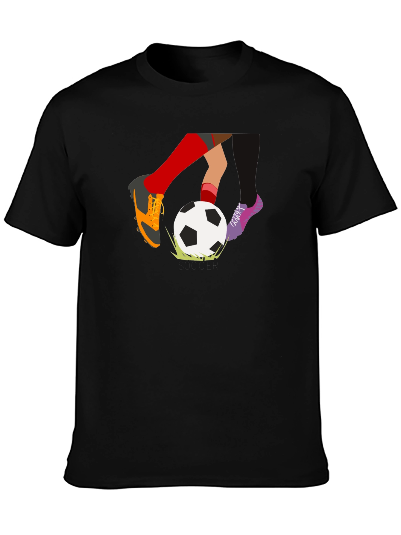 Black Soccer Kick T-Shirt - Black, Unique Design view 3