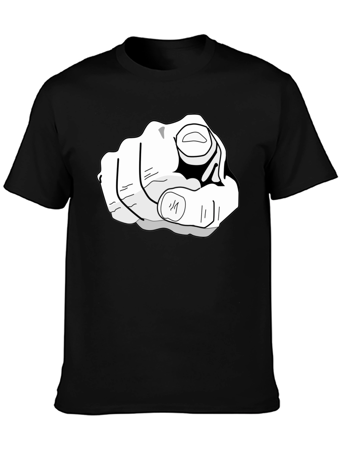 Black Pointing Finger Graphic T-Shirt - Bold Black view 3