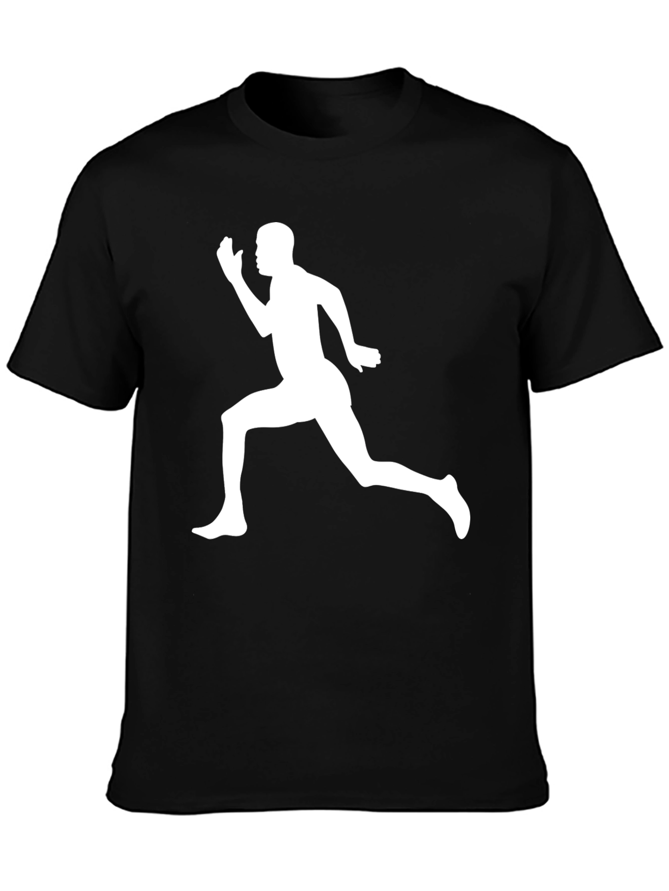 Black Men's Black T-Shirt with Running Man Graphic view 3