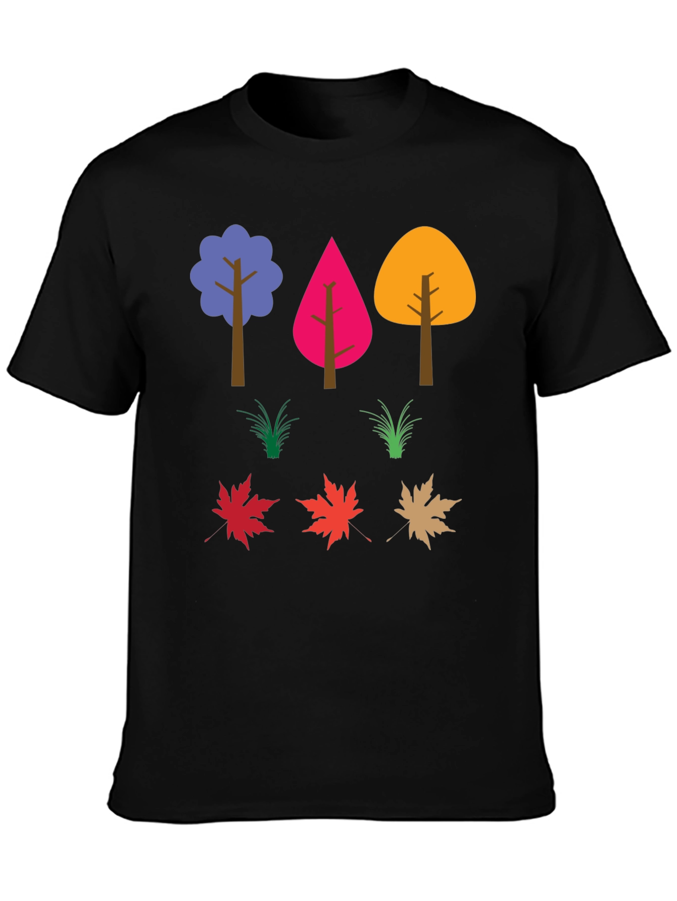 Black Colorful Nature Trees & Leaves Graphic Tee view 3