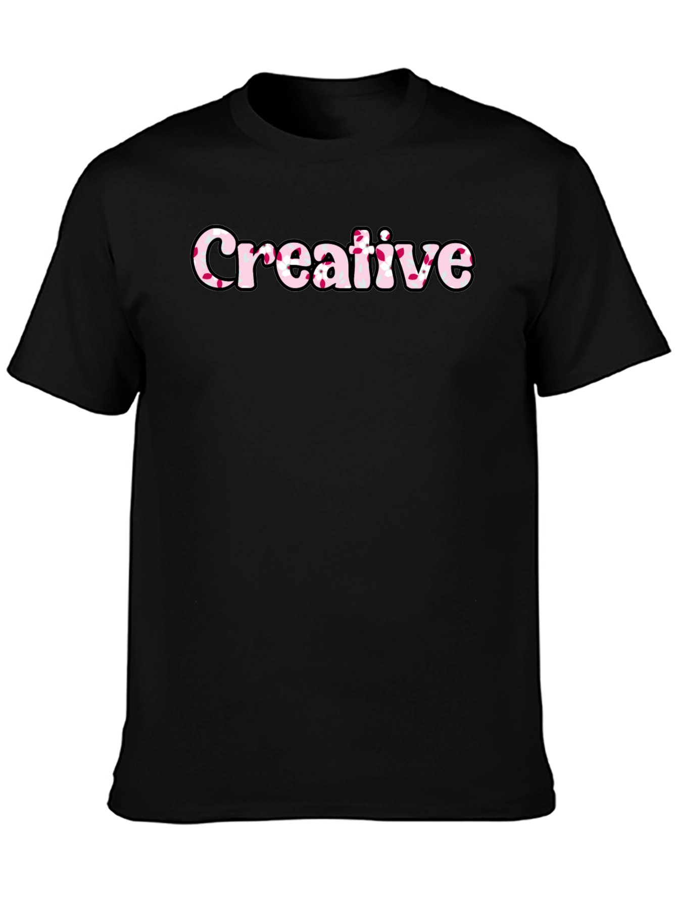 Black Creative Graphic Tee - Black Cotton Blend view 3