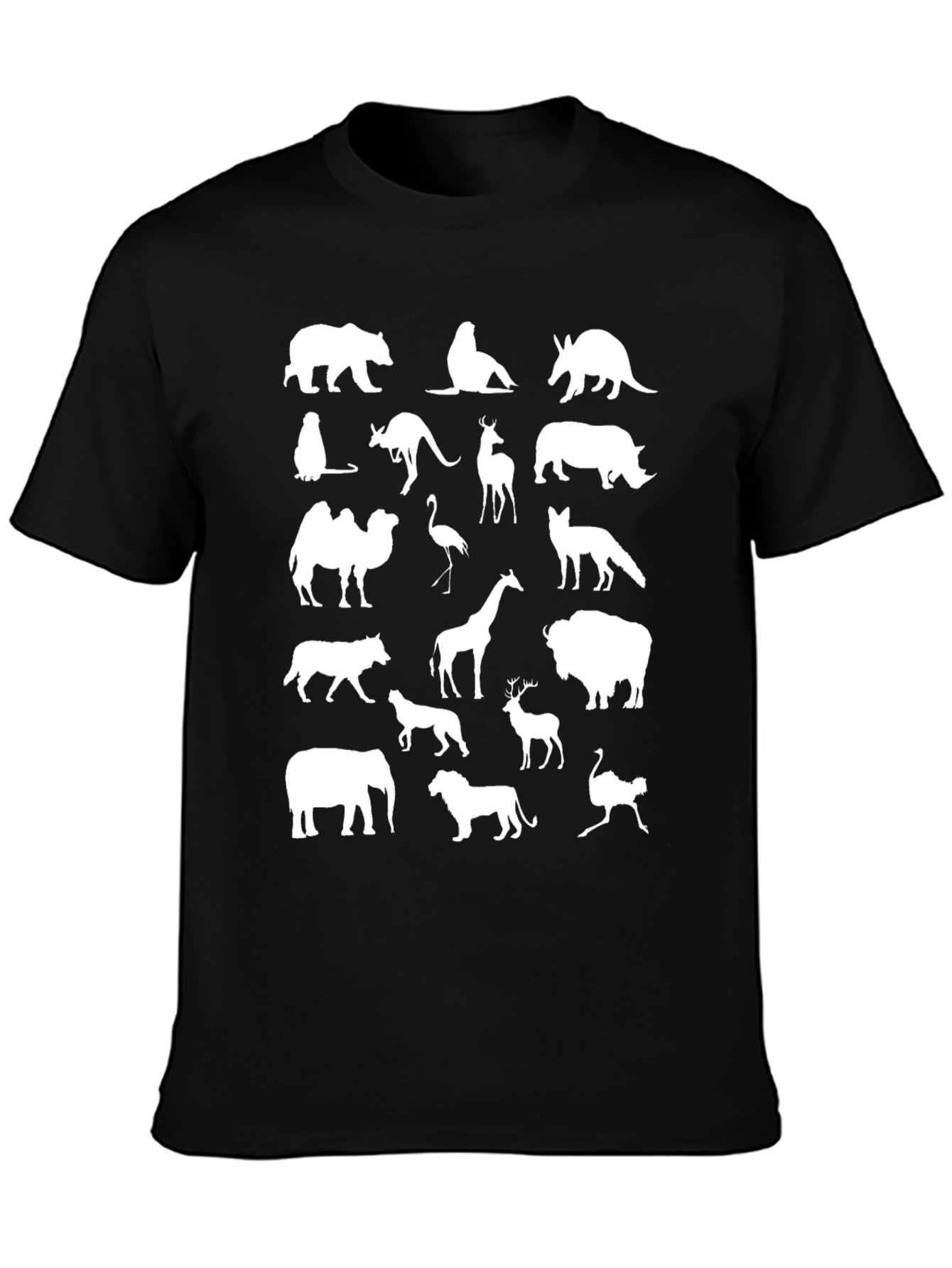 Black Animal Silhouettes Black T-Shirt view 3