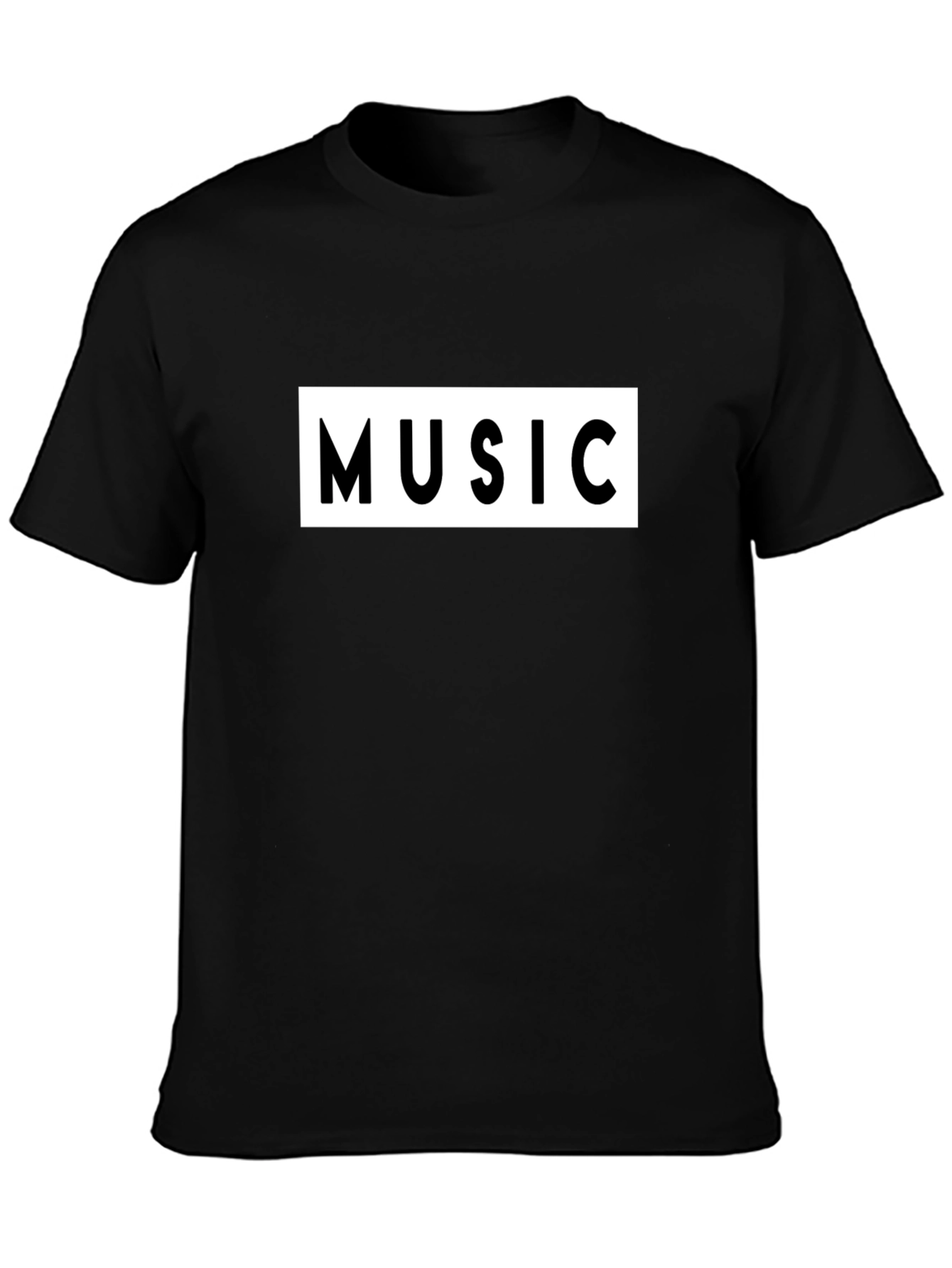 Black Music Graphic Tee - Black Cotton T-Shirt view 3