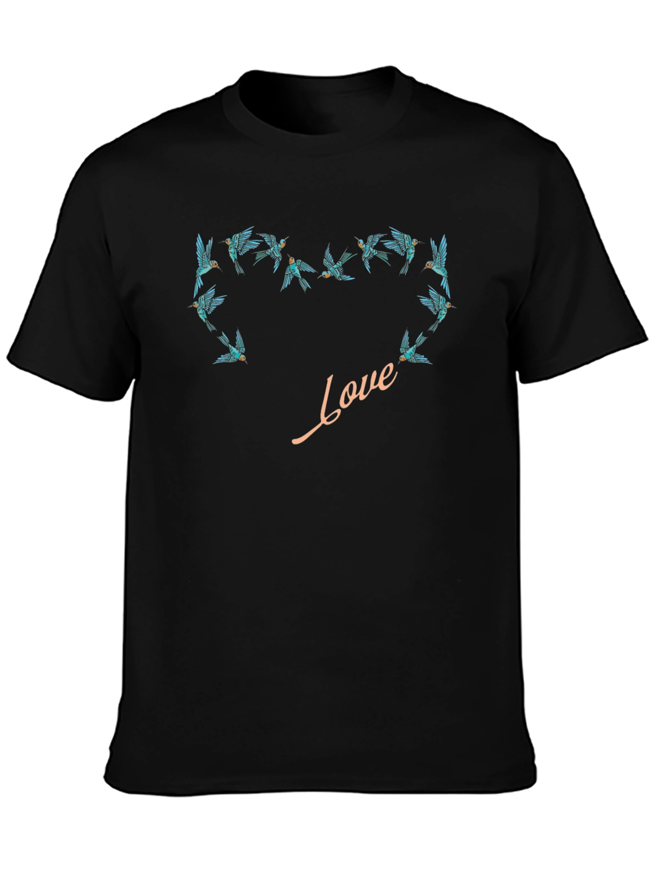 Black Love Bird Heart Tee - Stylish Graphic T-Shirt view 3
