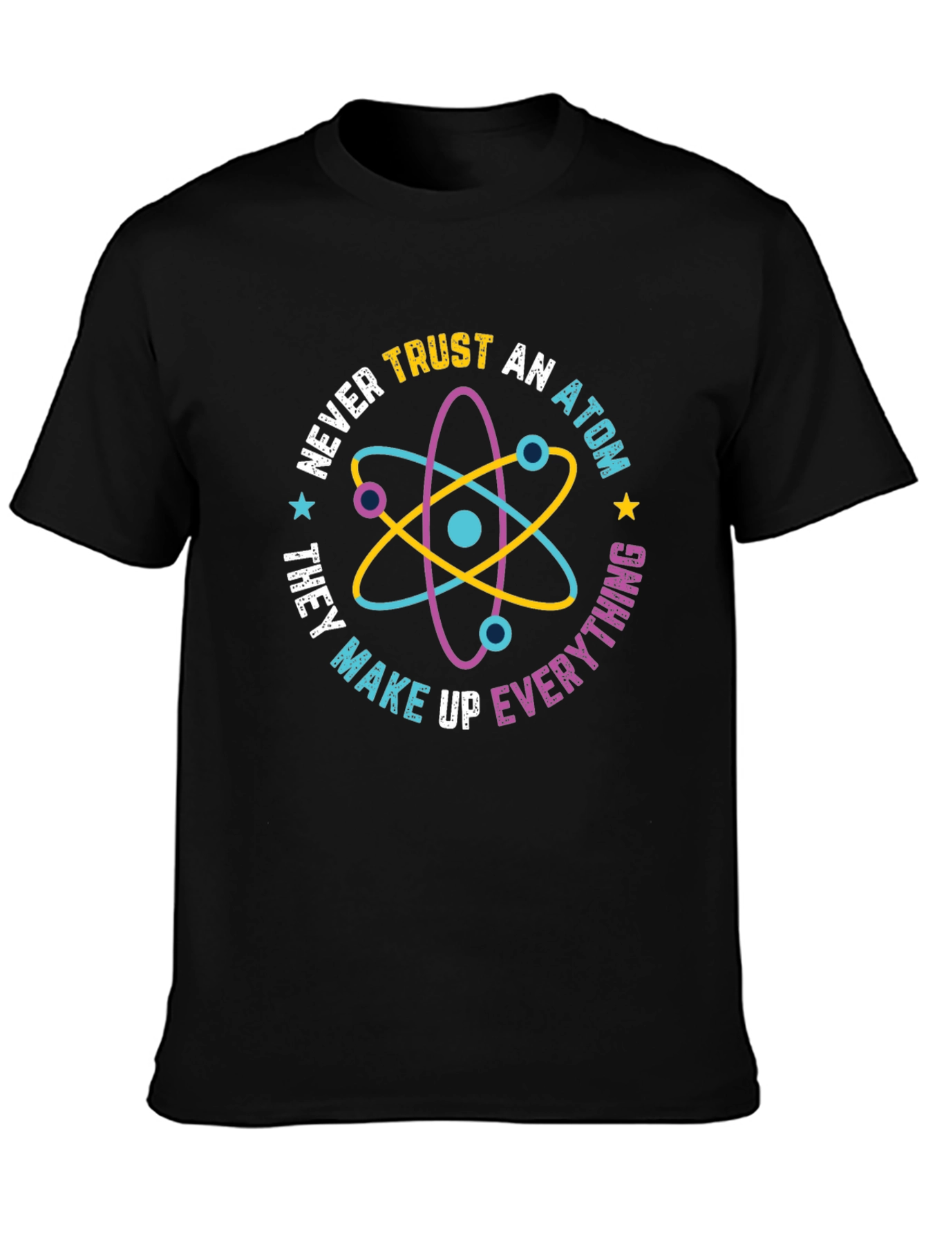 Black Trust No Atom Graphic Tee - Funny Science Shirt view 3