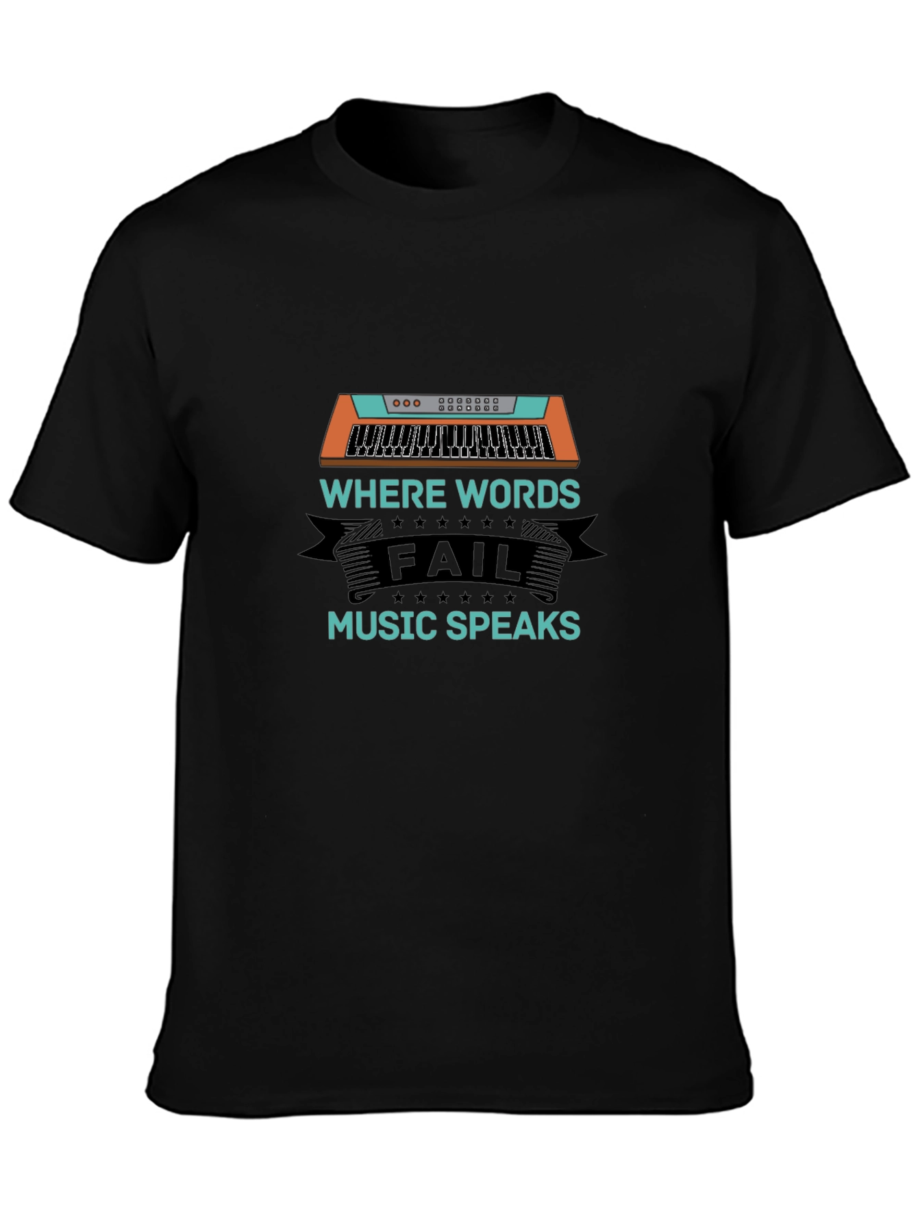 Black Music Speaks T-Shirt - Keyboard Design view 3