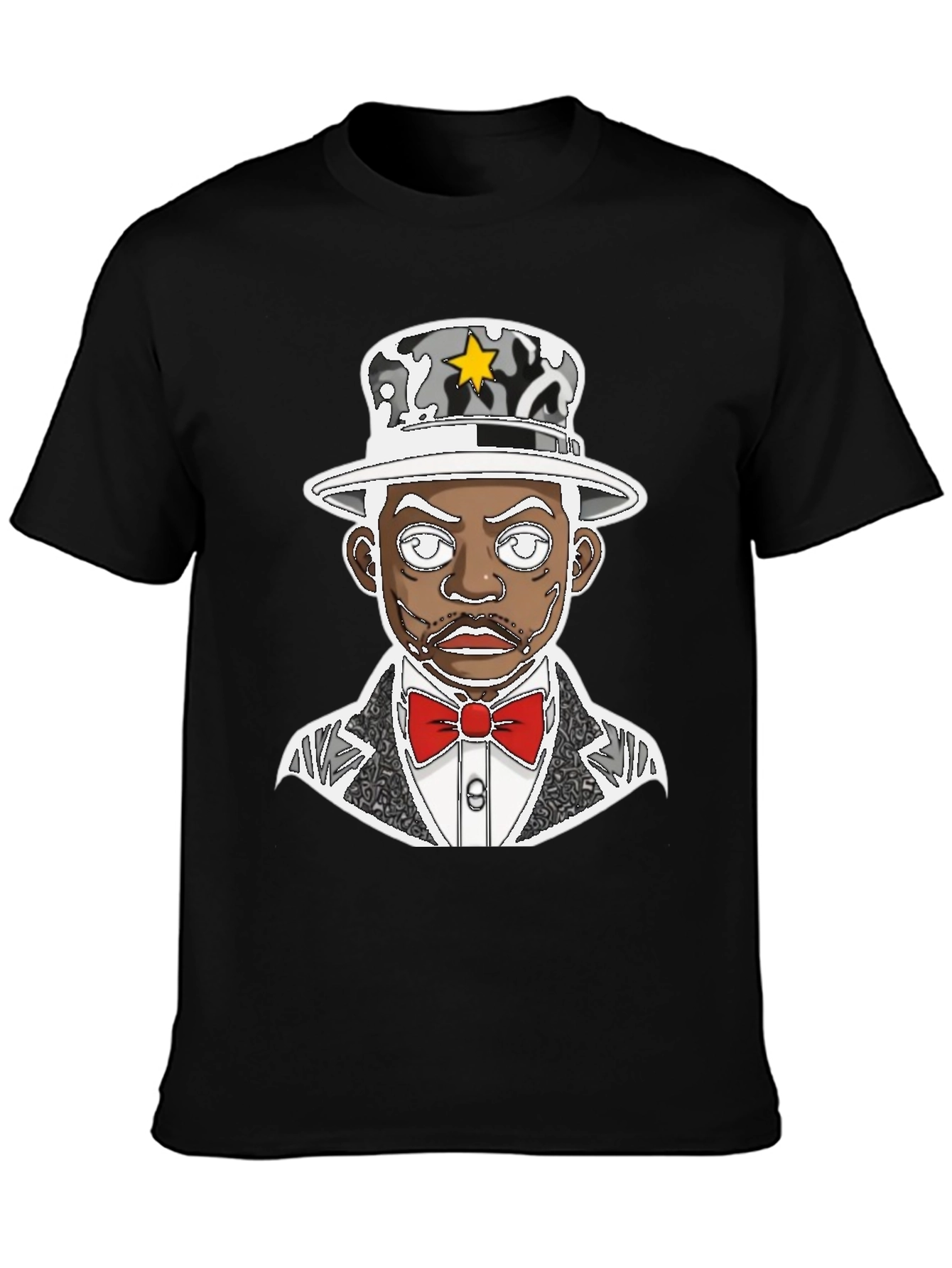 Black Dapper Cartoon Graphic Tee - Stylish Black T-Shirt view 3