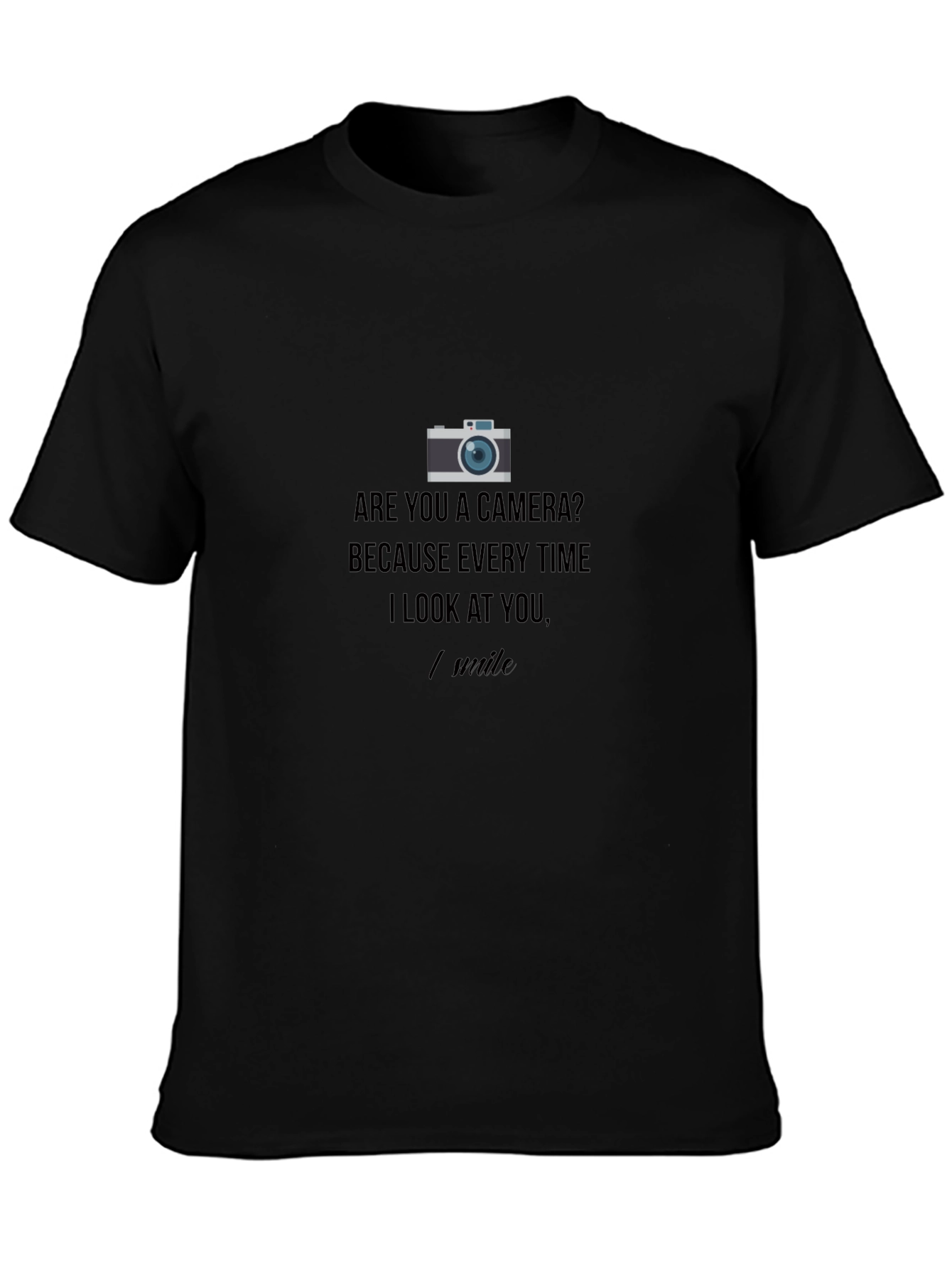 Black Camera Lover T-Shirt - You Make Me Smile! view 3