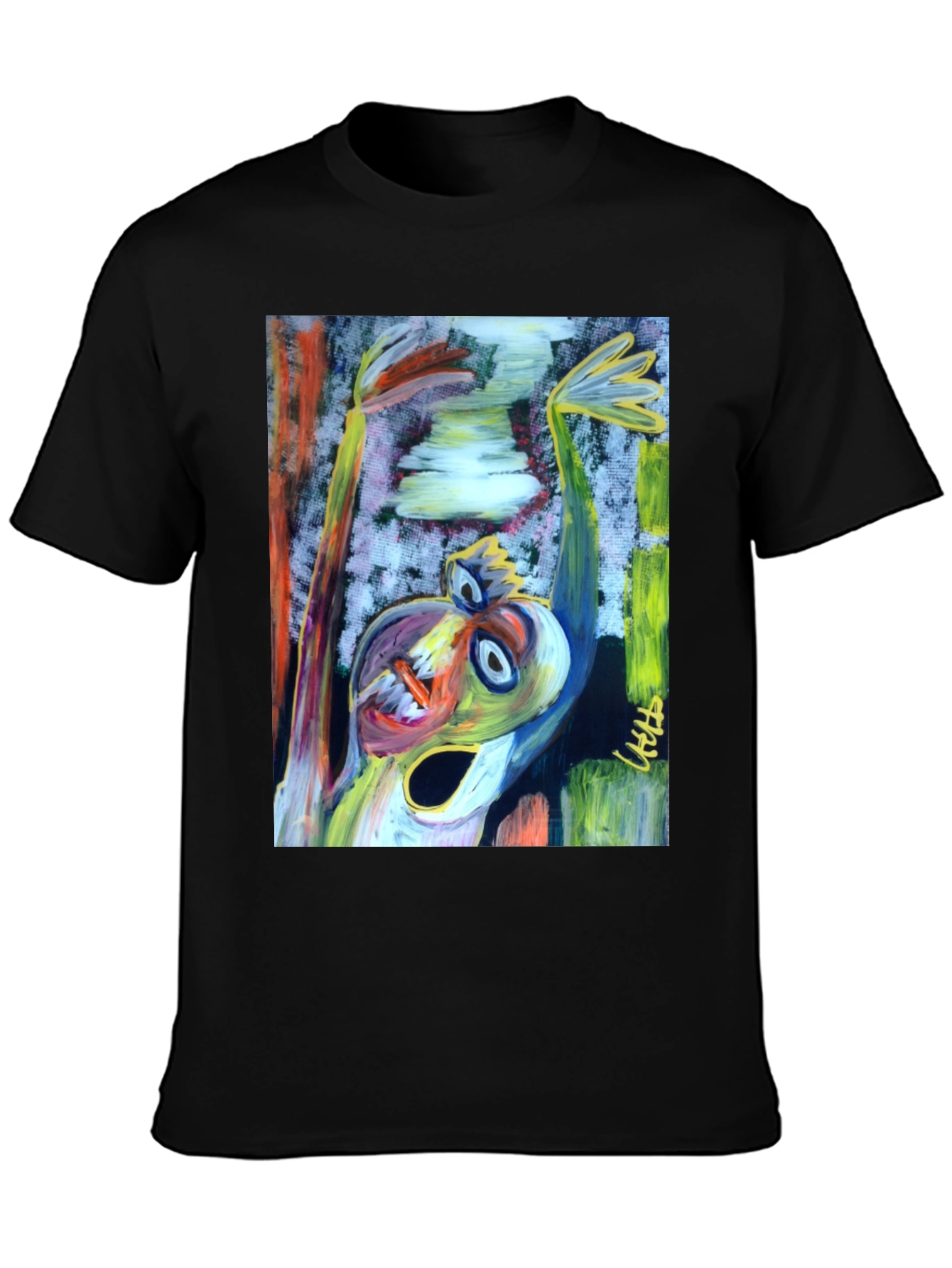 Black Abstract Art Graphic Print Black T-Shirt view 3