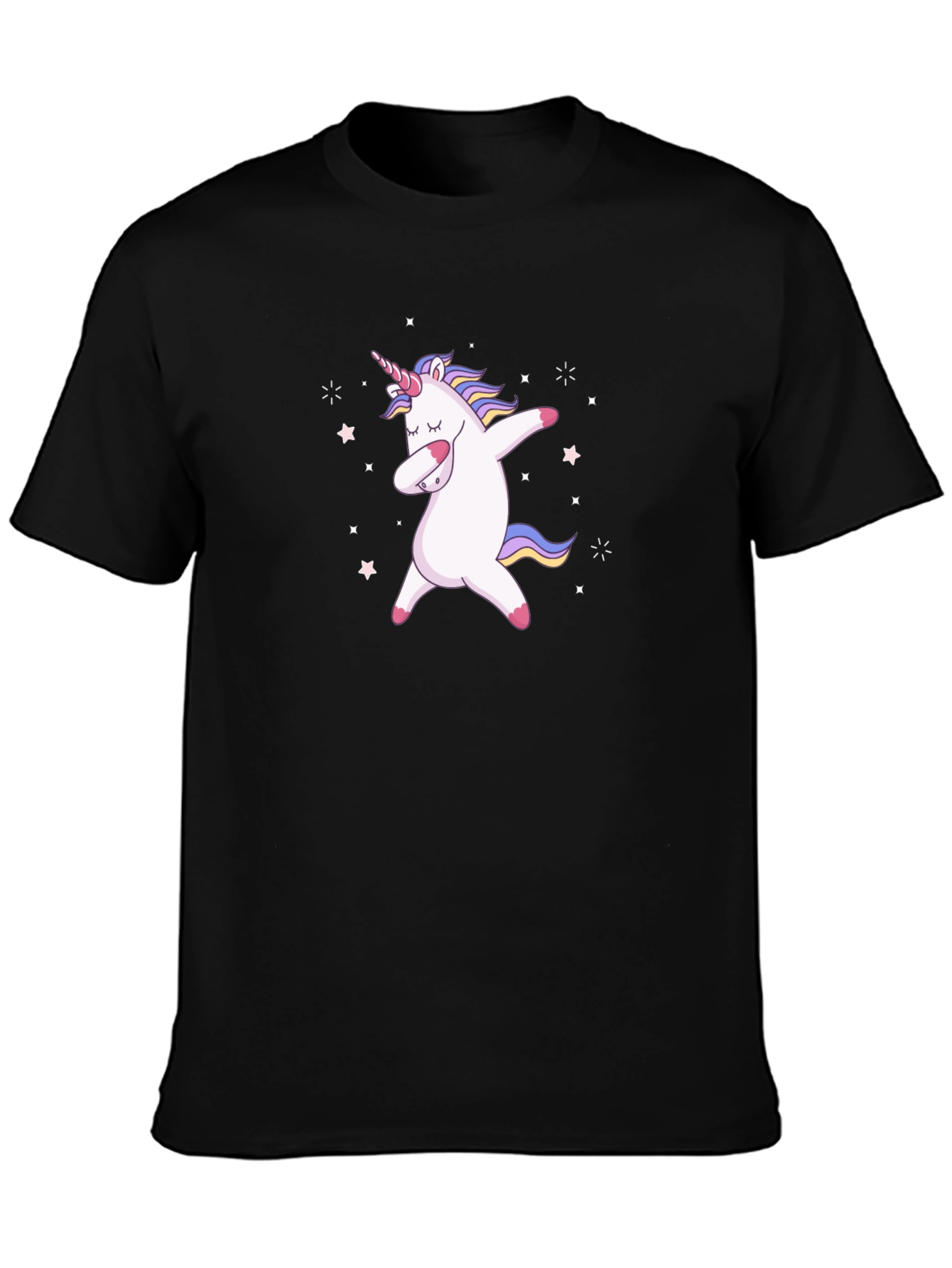 Black Dabbing Unicorn Graphic Tee - Men's Black T-Shirt view 3