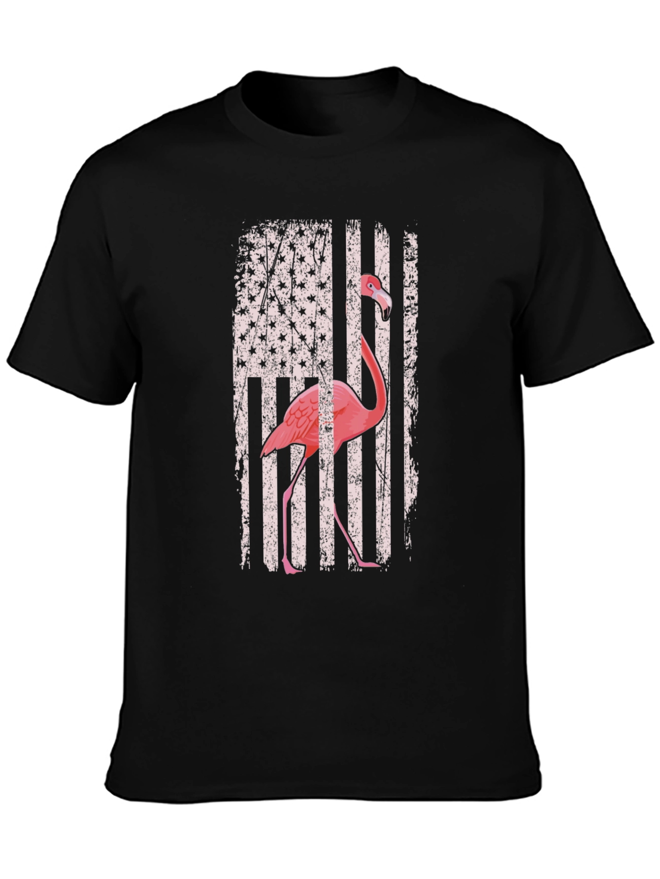 Black Flamingo American Flag Graphic Tee view 3