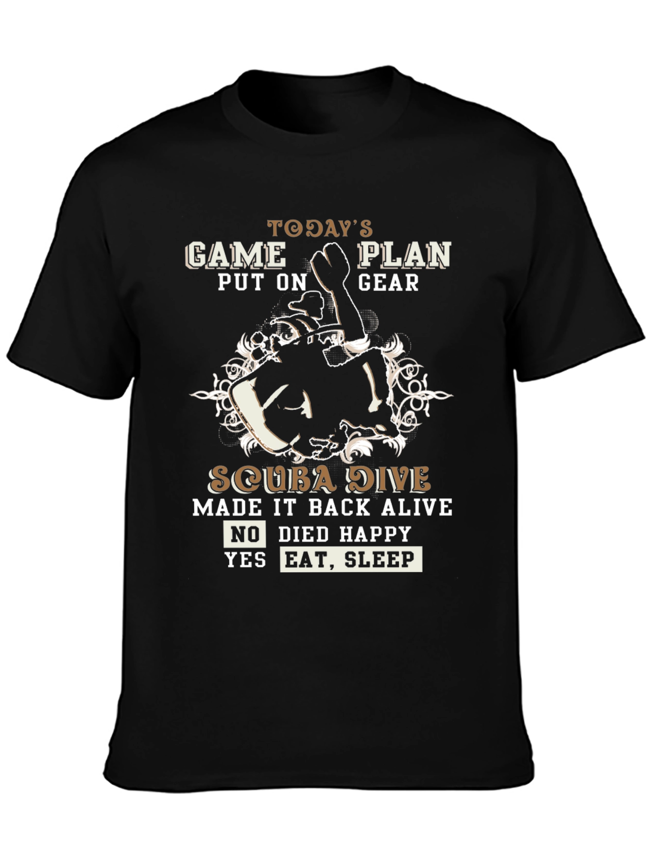 Black Scuba Diving T-Shirt - Today's Game Plan view 3