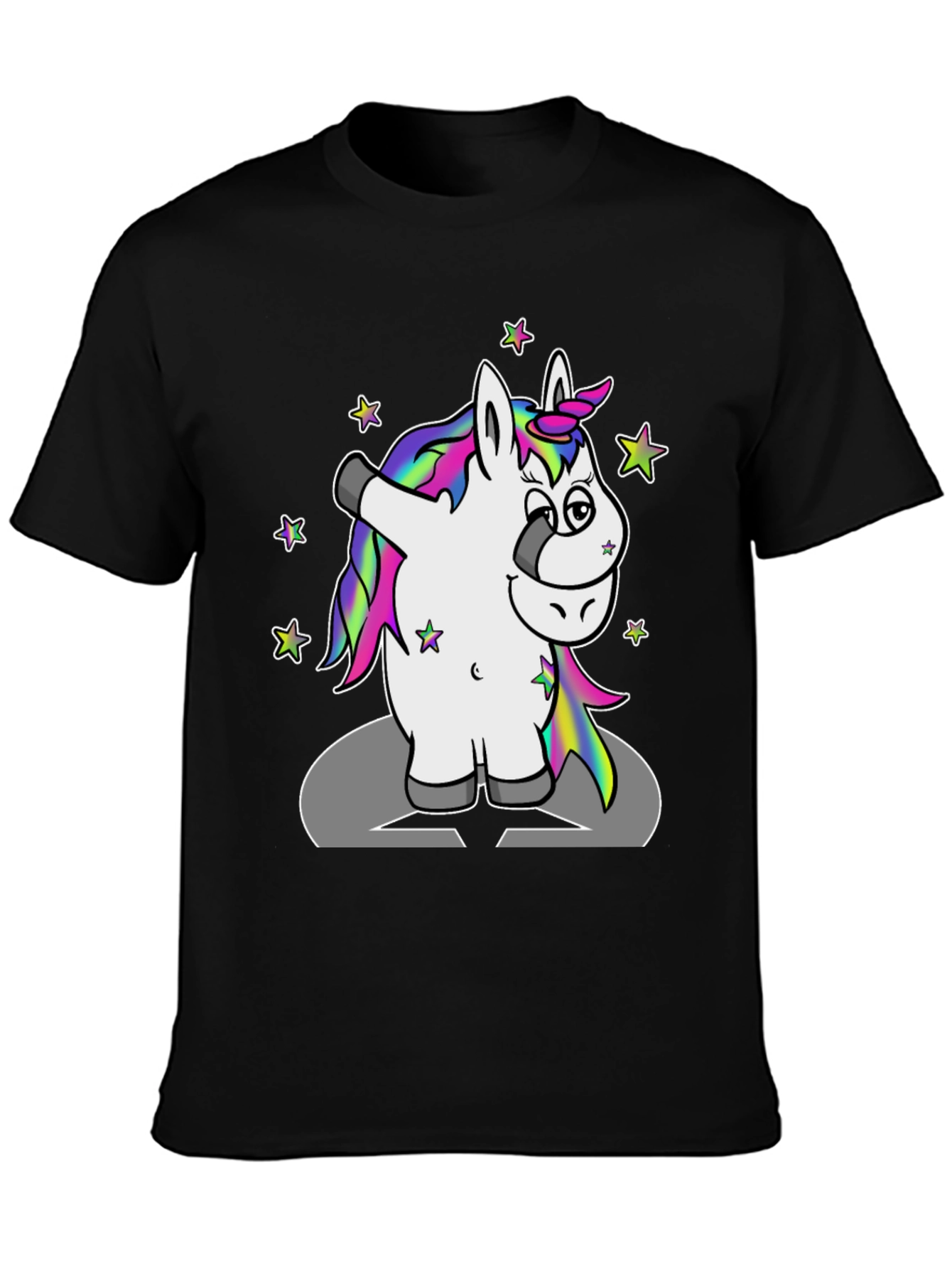 Black Dabbing Unicorn T-Shirt view 3