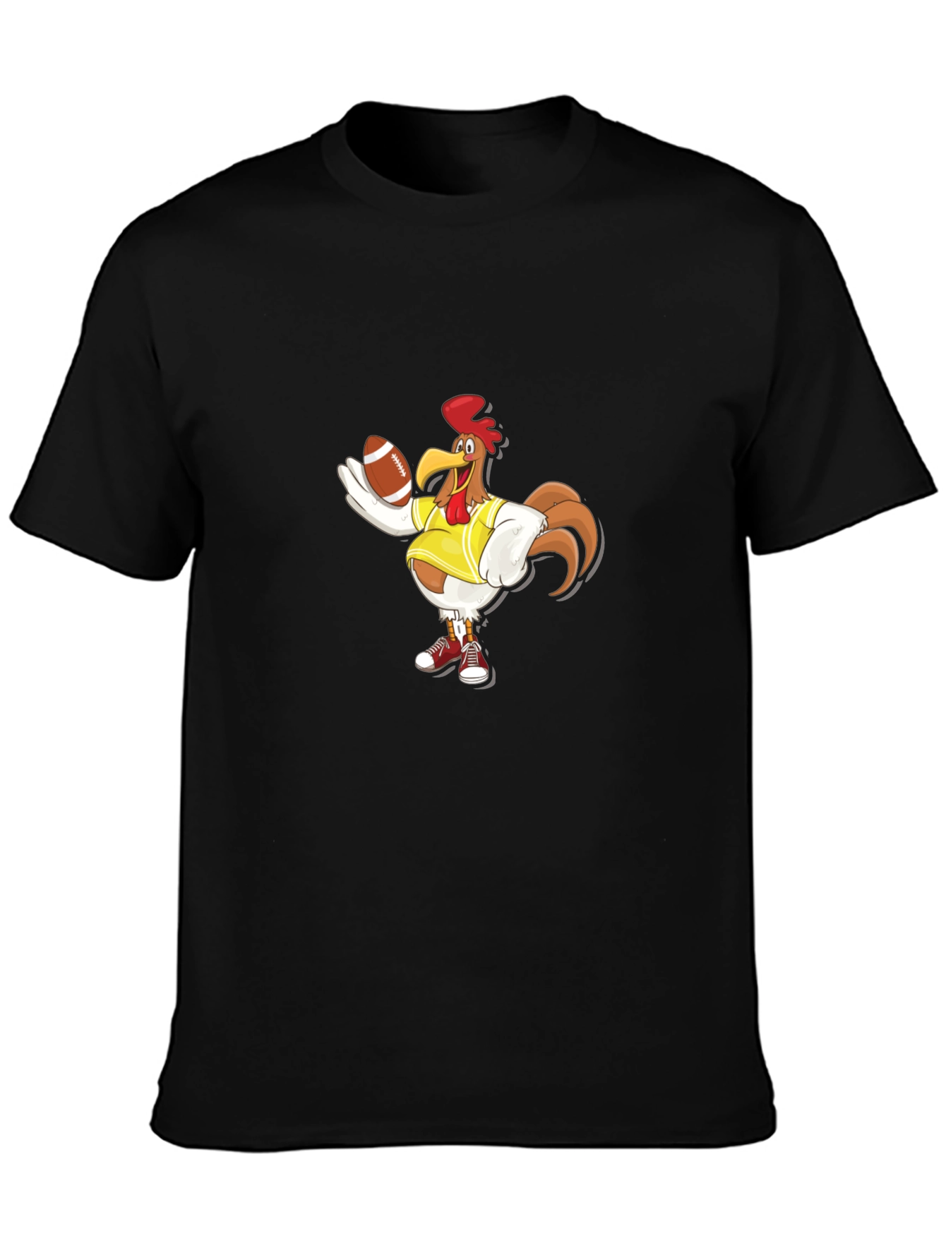 Black Rooster Football T-Shirt - Black view 3