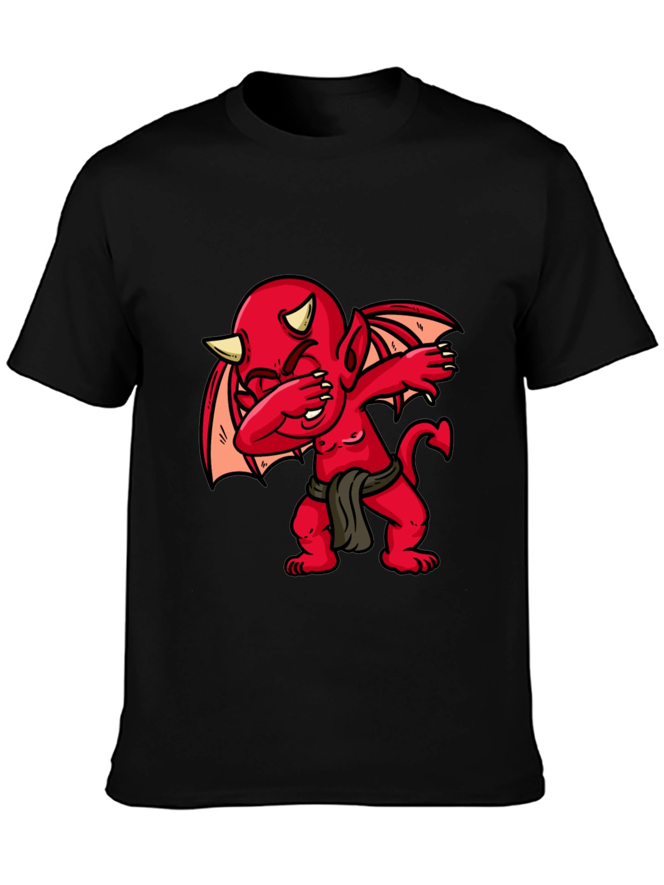 Black Dabbing Devil Graphic Tee - Men's Black T-Shirt view 3