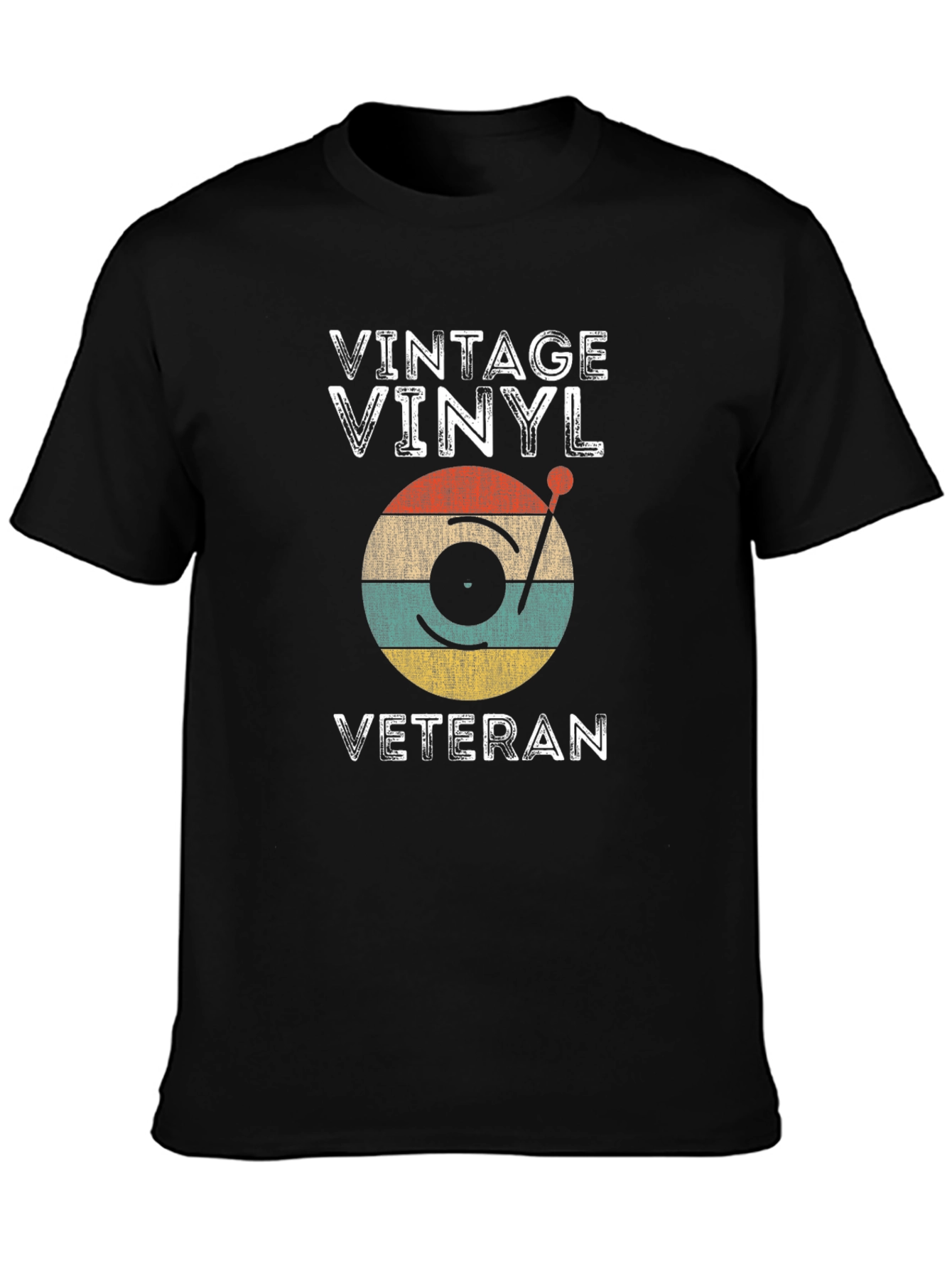 Black Vintage Vinyl Veteran T-Shirt view 3