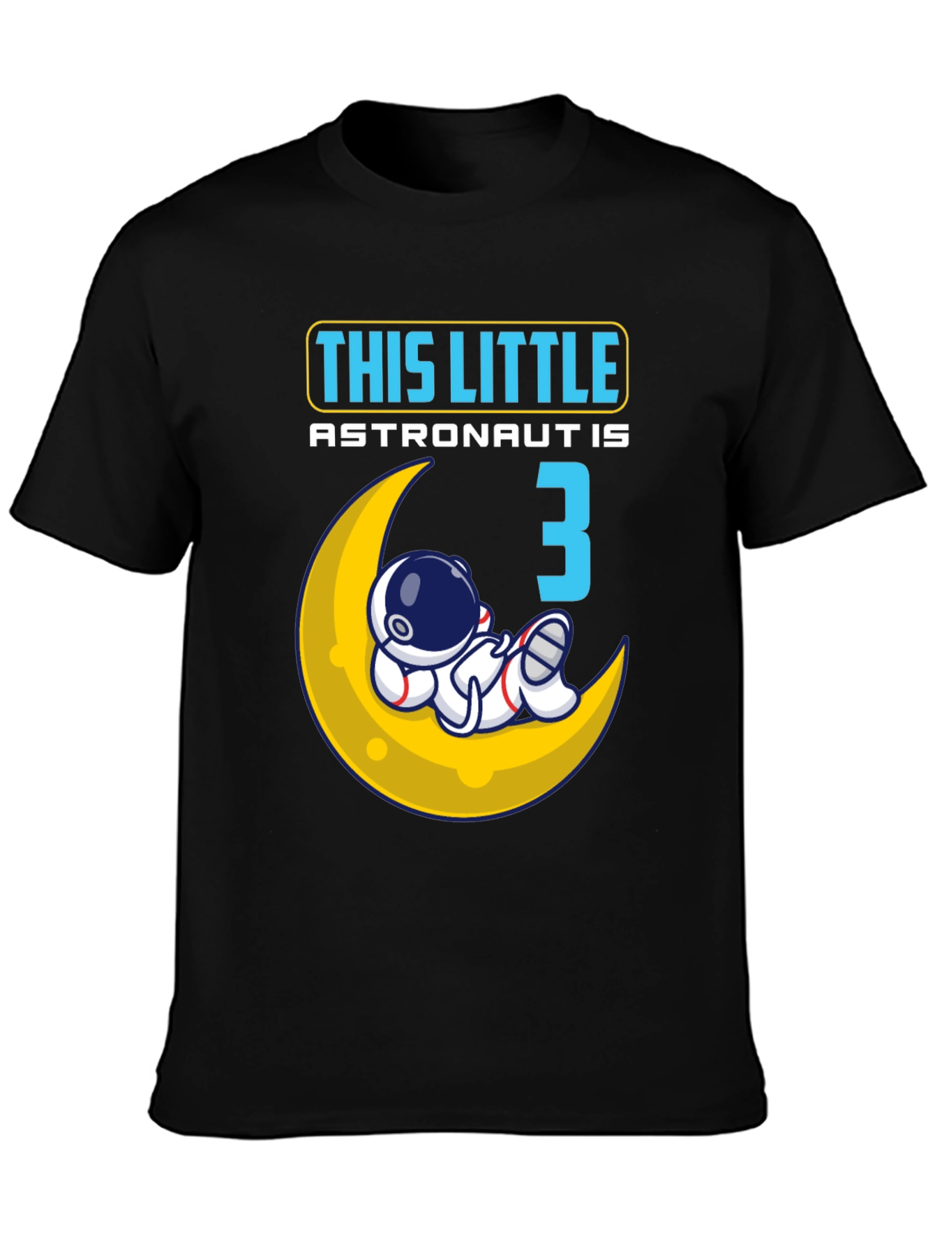 Black Little Astronaut Birthday Shirt - Age 3 view 3