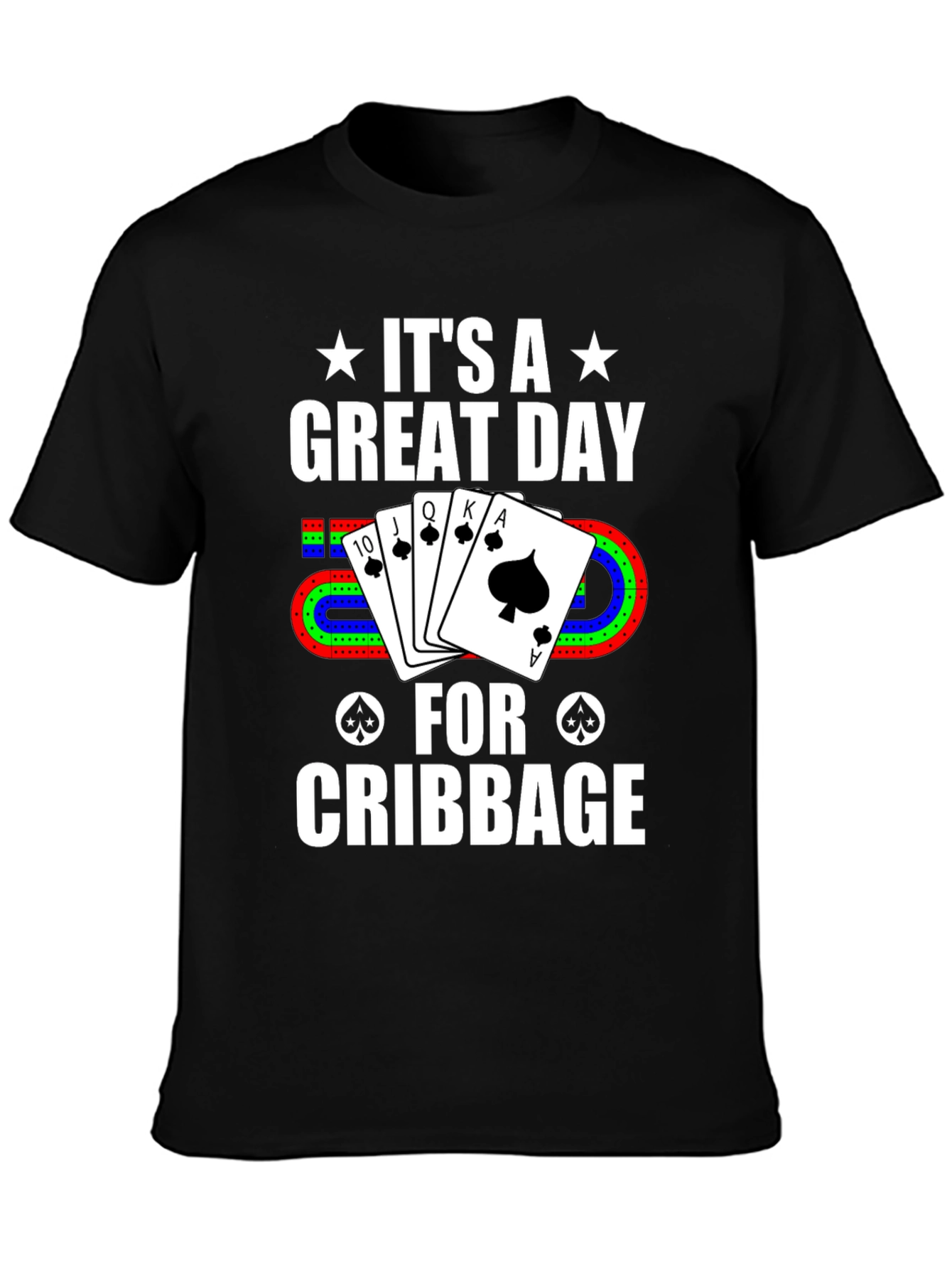 Black Cribbage Player T-Shirt - Great Day for Cribbage view 3