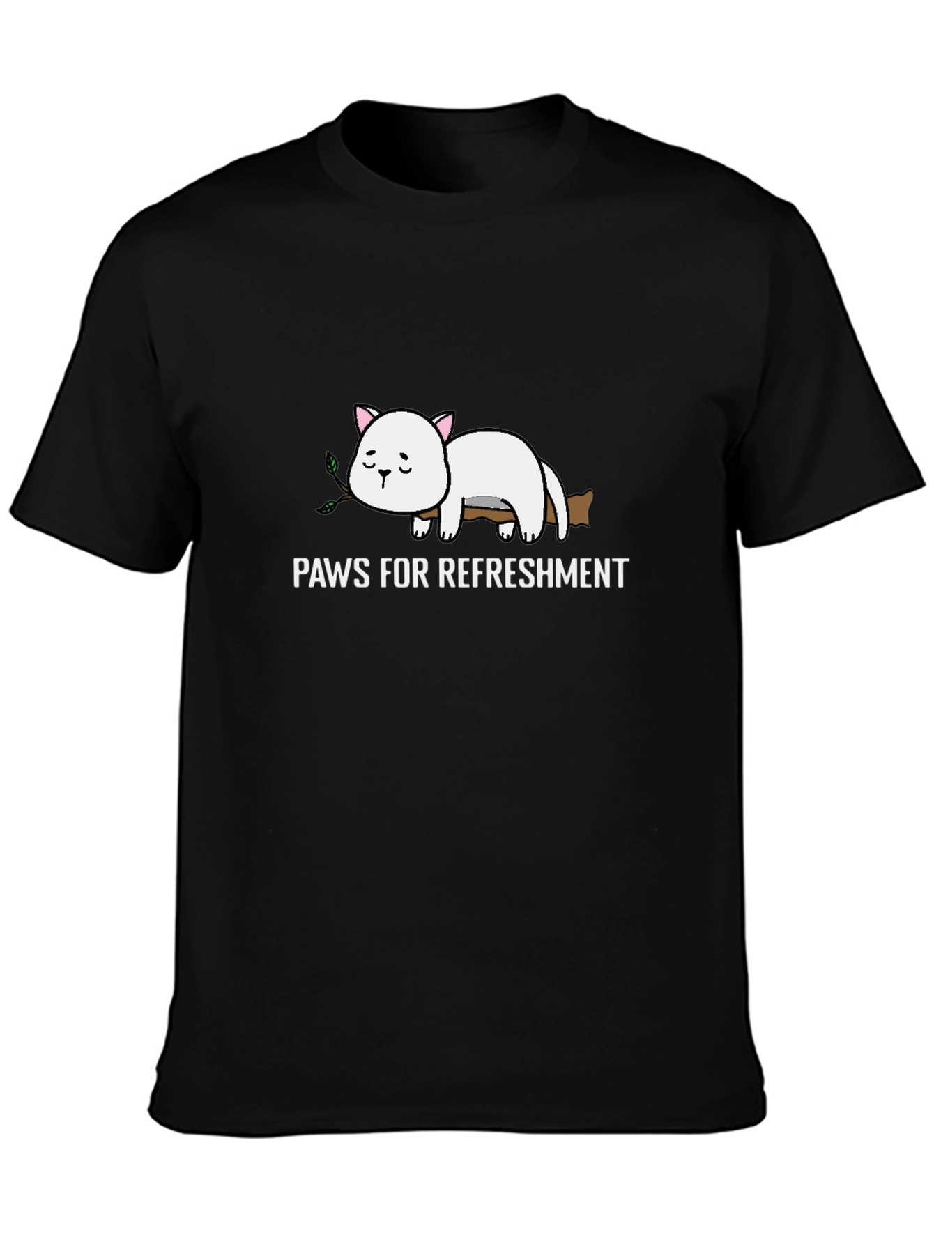 Black Paws for Refreshment Cat T-Shirt view 3