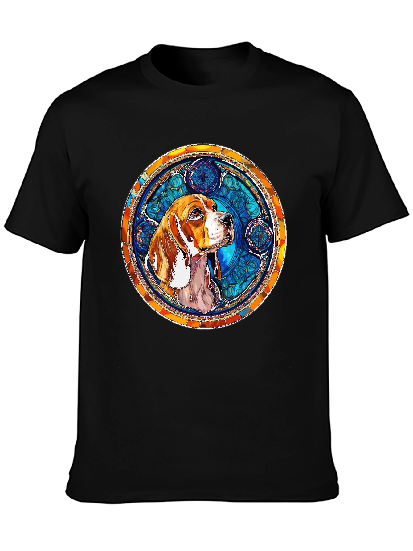 Black Dog Stained Glass Style Graphic Tee view 3