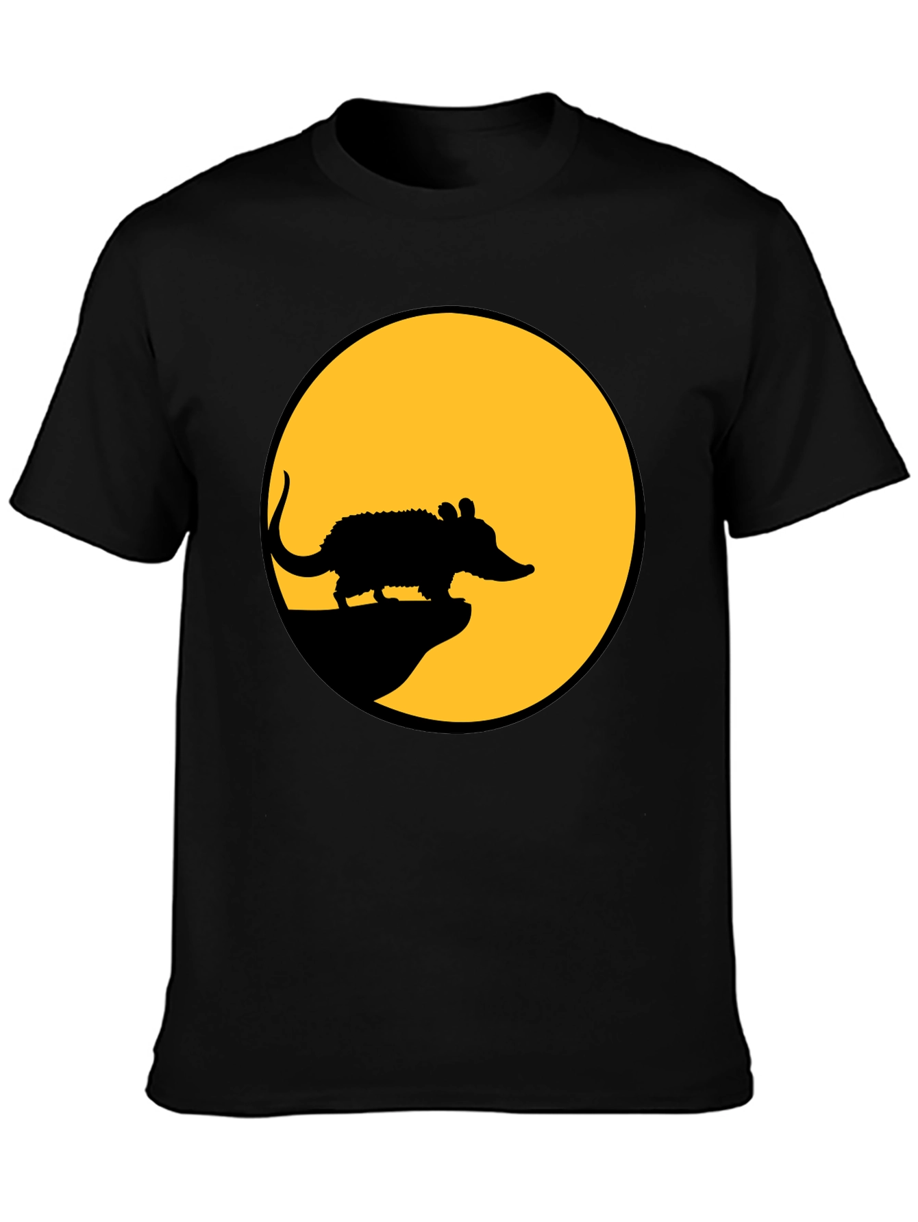 Black Rat Silhouette T-Shirt - Black Cotton Tee view 3