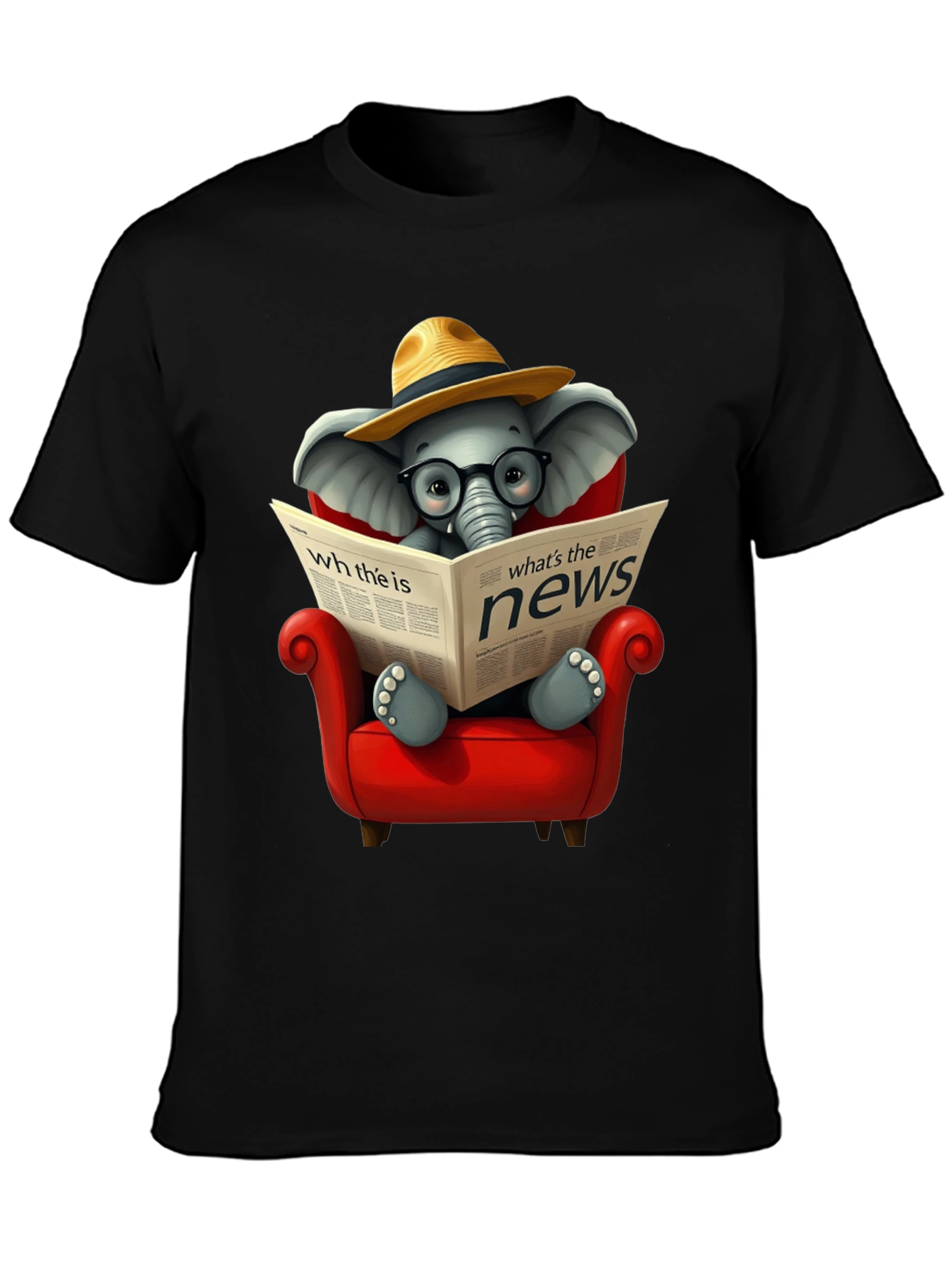 Black Elephant Reading News T-Shirt view 3