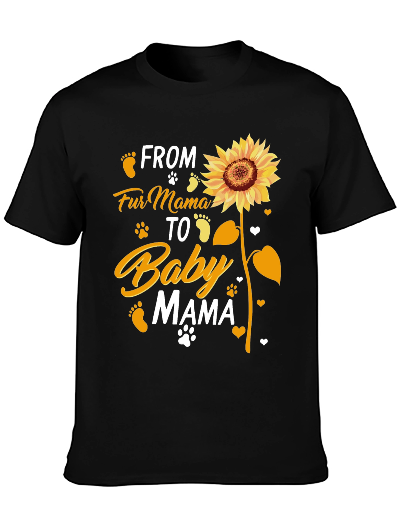 Black Fur Mama to Baby Mama Sunflower Graphic T-Shirt view 3