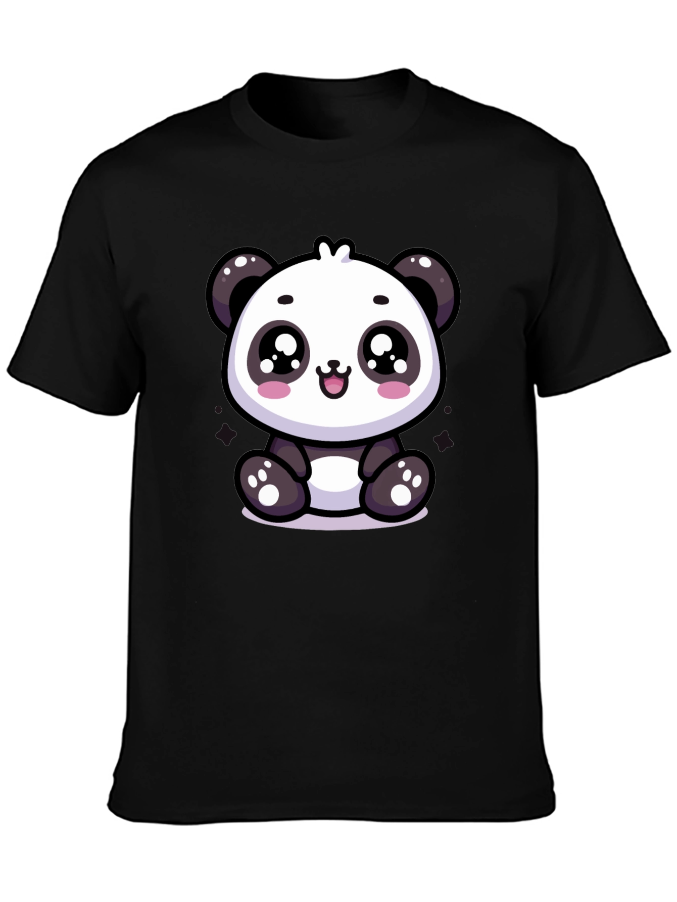 Black Cute Panda Graphic Tee - Soft Cotton Blend view 3