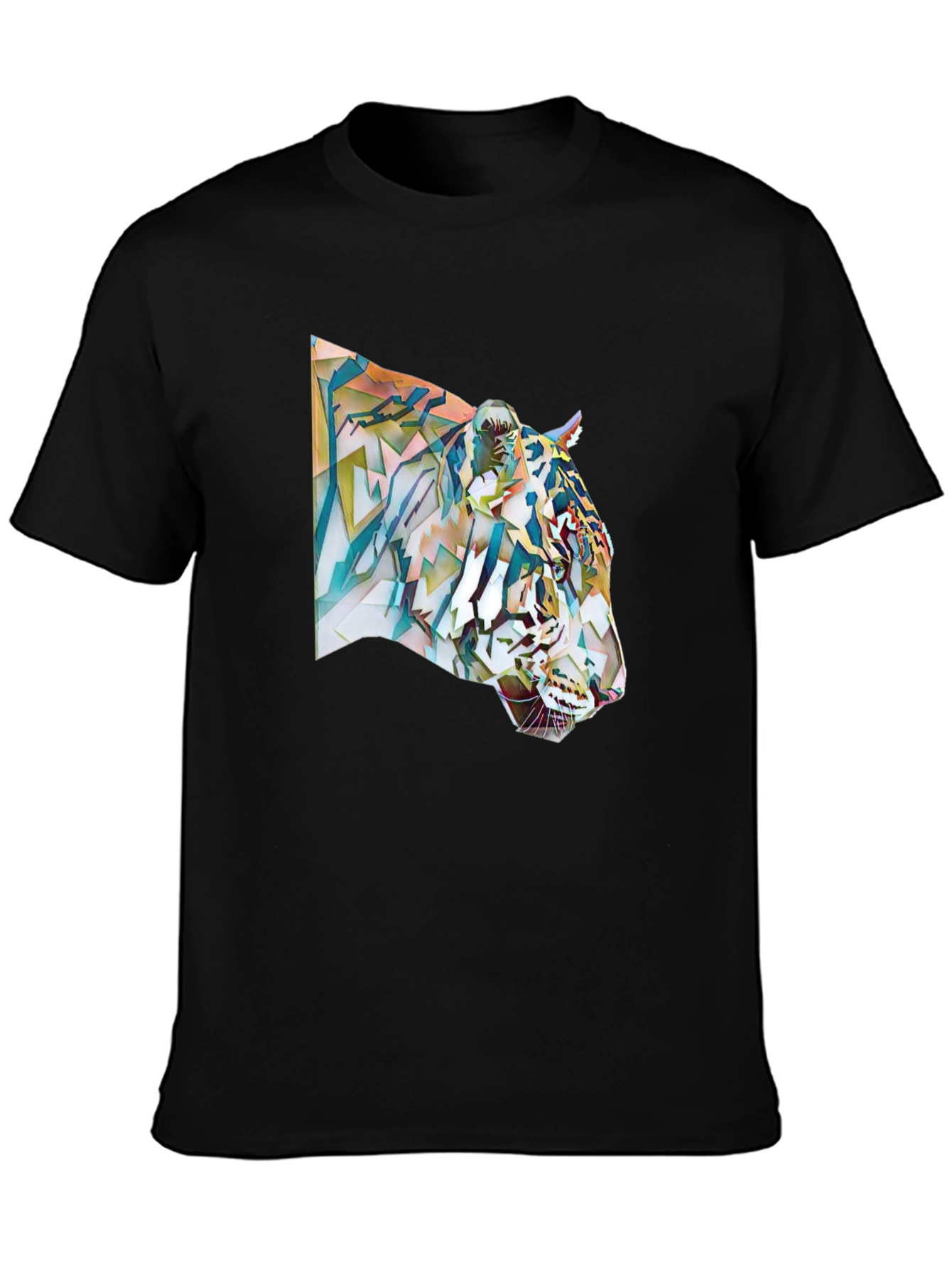Black Abstract Tiger Graphic Tee - Cool Men's T-Shirt view 3
