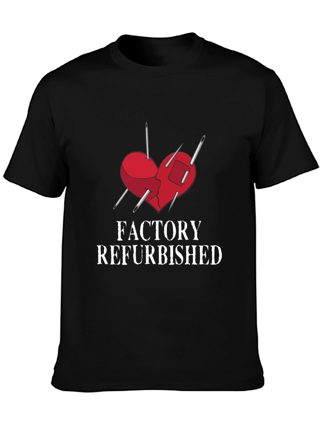 Black Factory Refurbished Heart Graphic Tee view 3