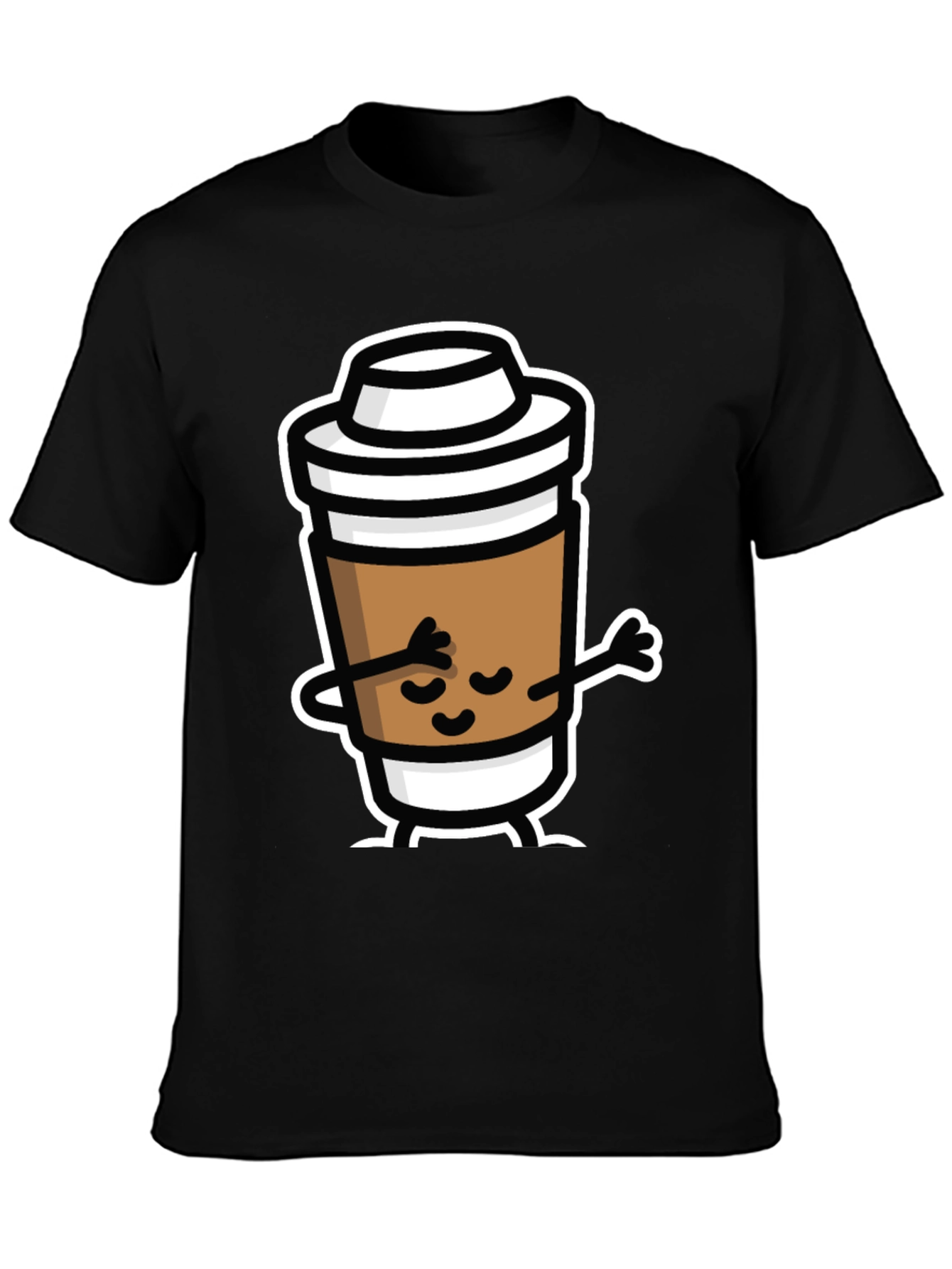Black Dabbing Coffee Cup Black T-Shirt view 3