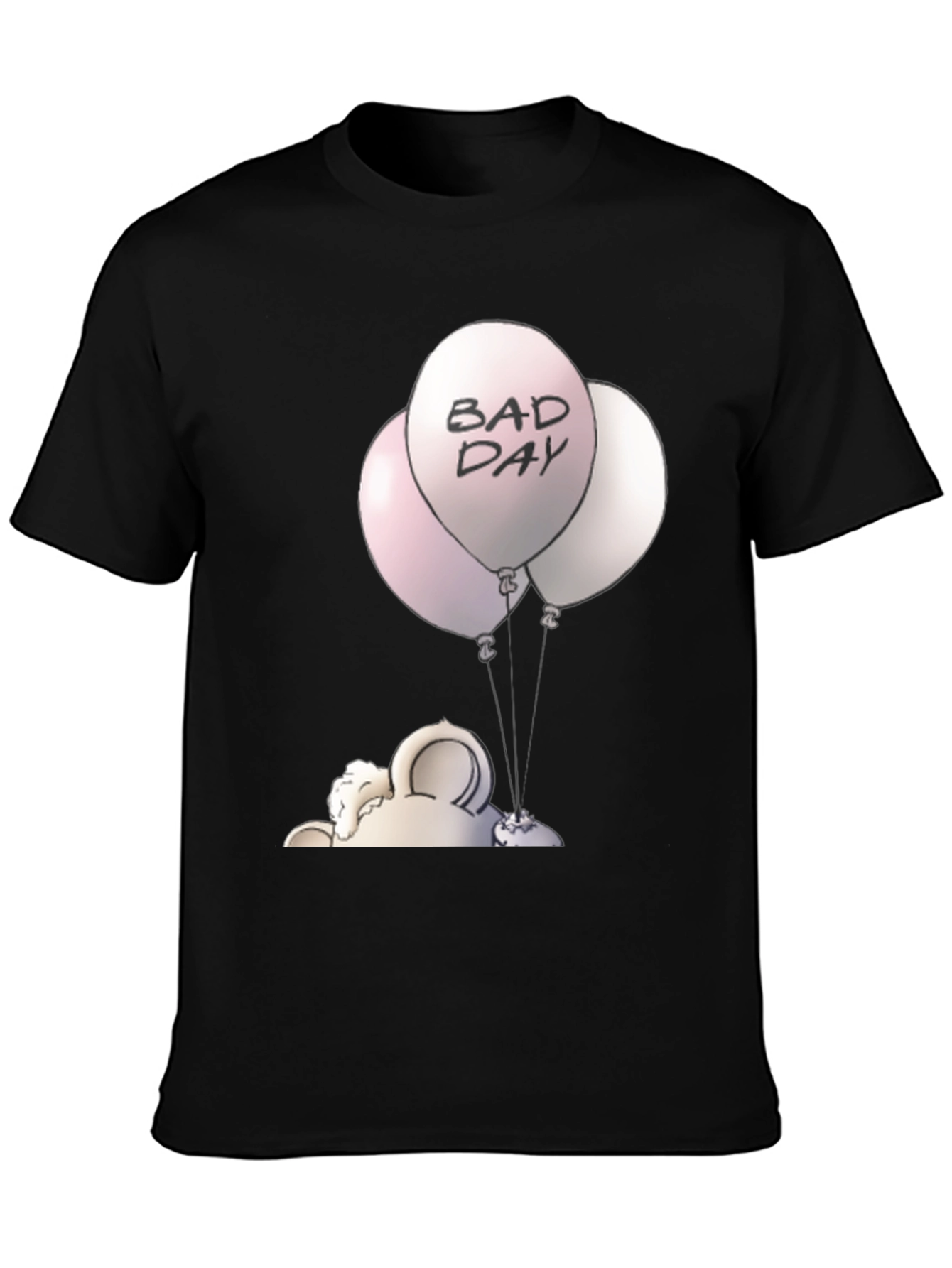 Black Bad Day Balloons Graphic Tee - Unisex Black T-Shirt view 3