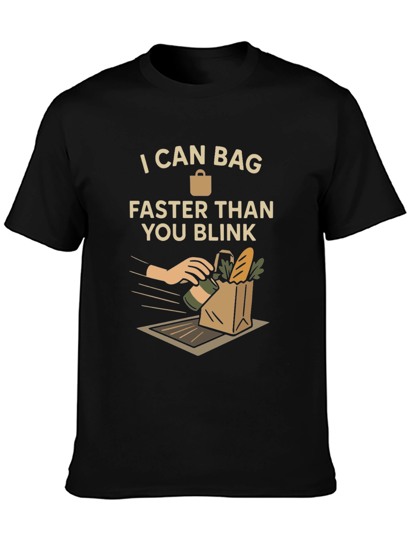 Black I Can Bag Faster T-Shirt view 3