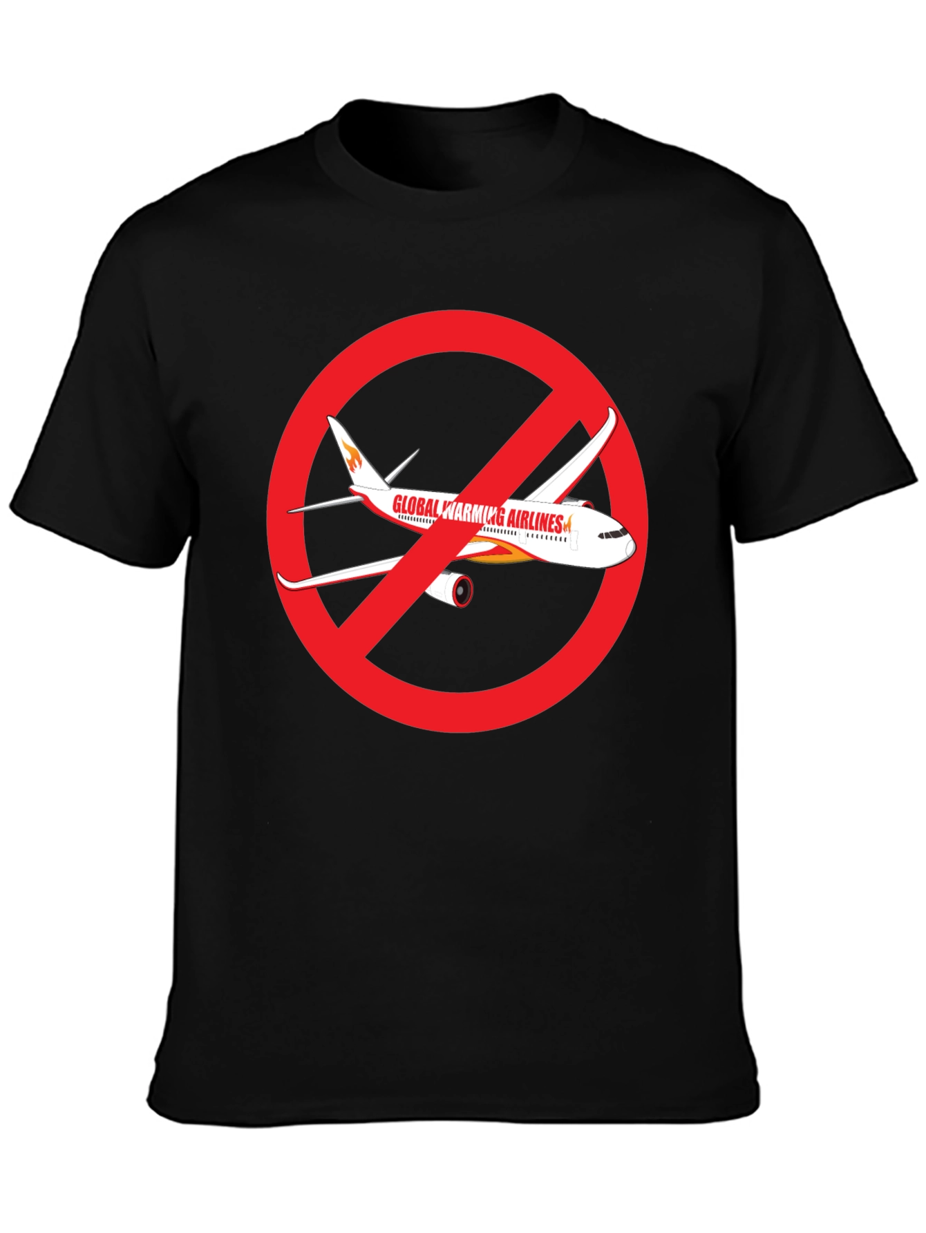 Black No Fly Zone T-Shirt Global Warming Airlines Black Graphic Tee view 3
