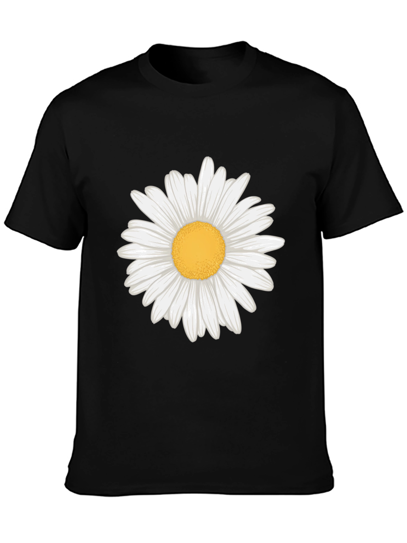 Black Daisy Graphic Tee - Black Cotton Casual view 3