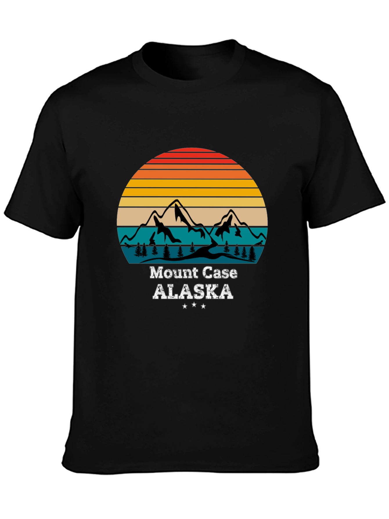 Black Mount Case Alaska Retro Graphic T-Shirt view 3