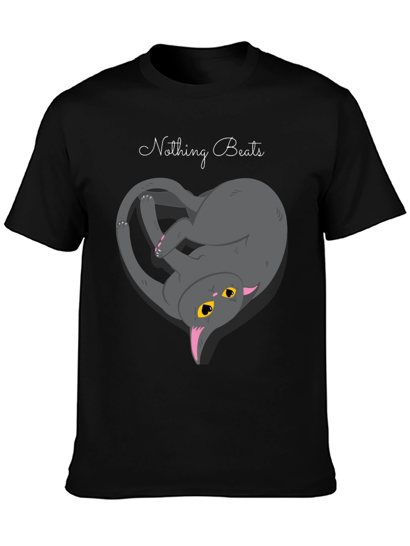 Black Nothing Beats Cat Love T-Shirt view 3