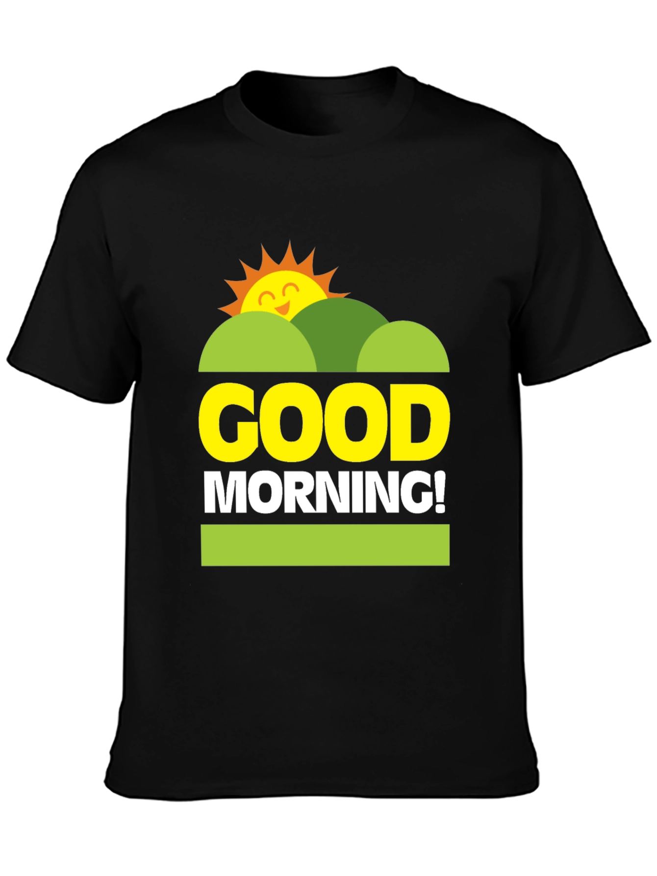 Black Good Morning Graphic Tee - Unisex Black T-Shirt view 3