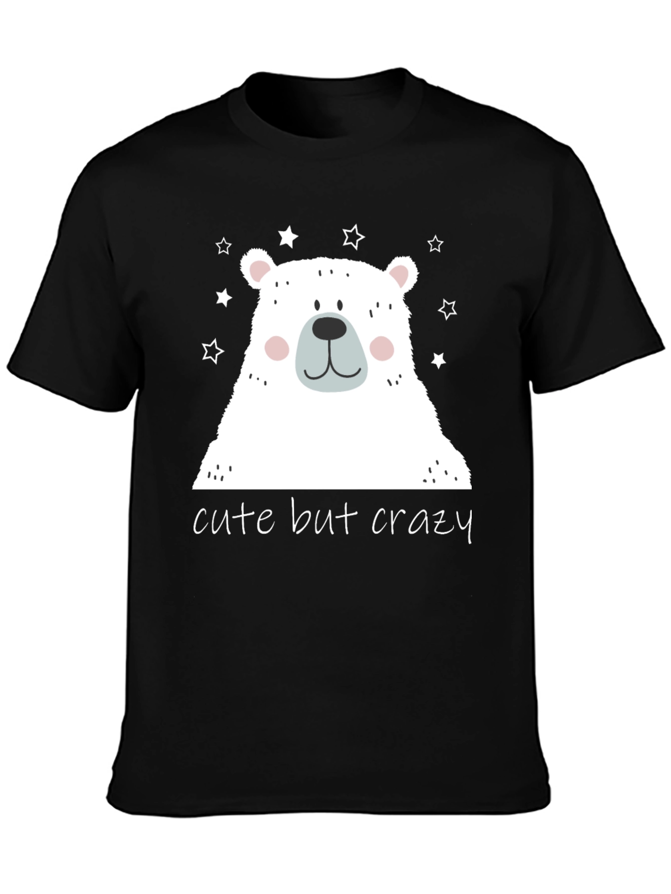 Black Cute But Crazy Bear Graphic Tee view 3