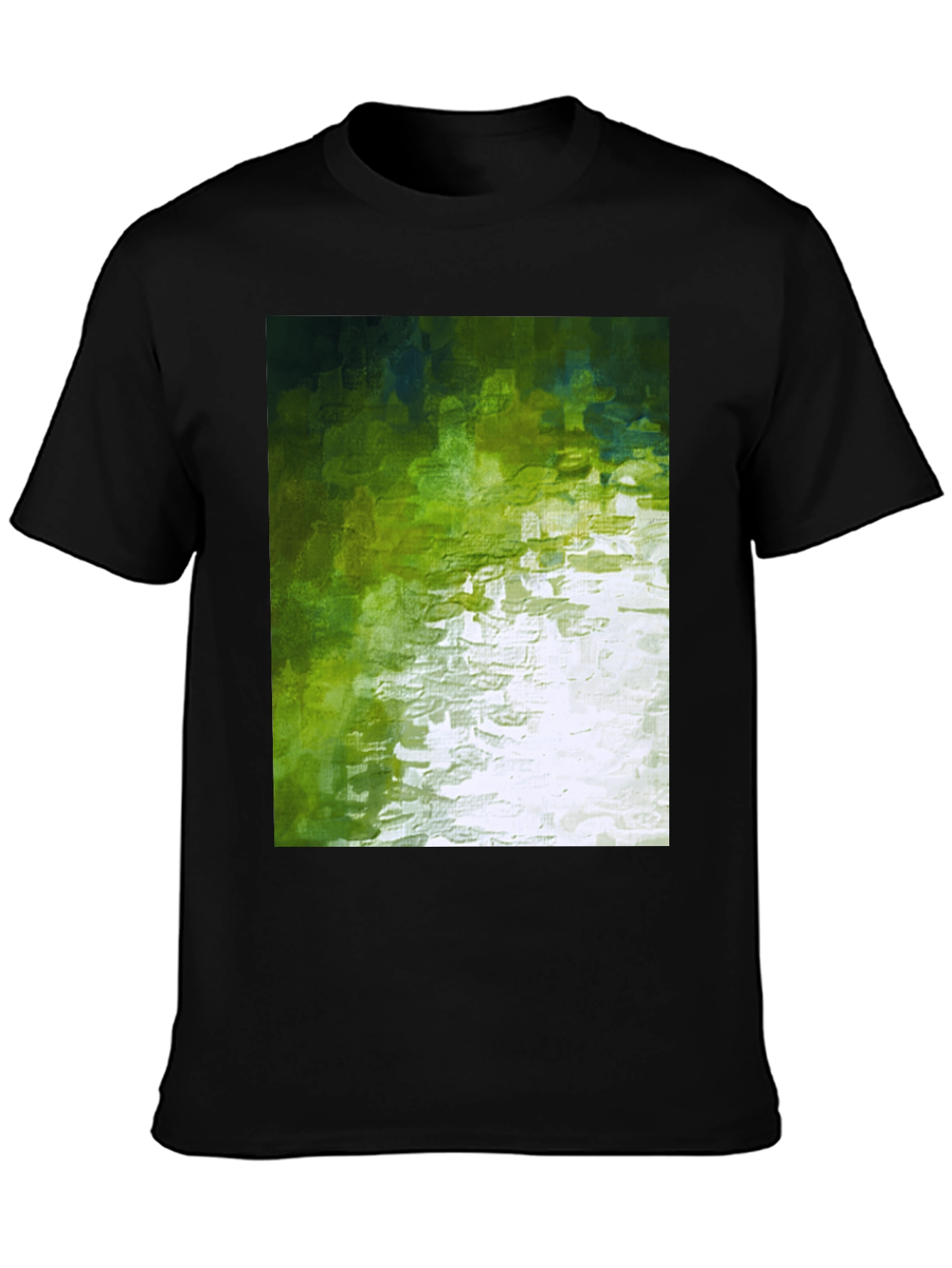 Black Abstract Green Graphic Print Crewneck T-Shirt view 3