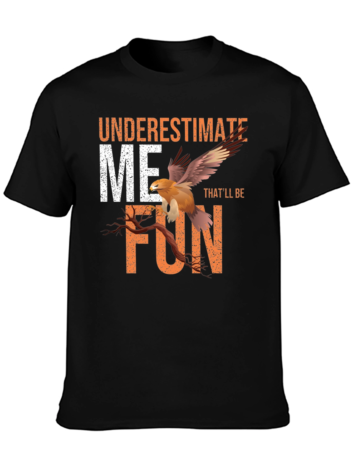 Black Underestimate Me T-Shirt with Eagle Design view 3