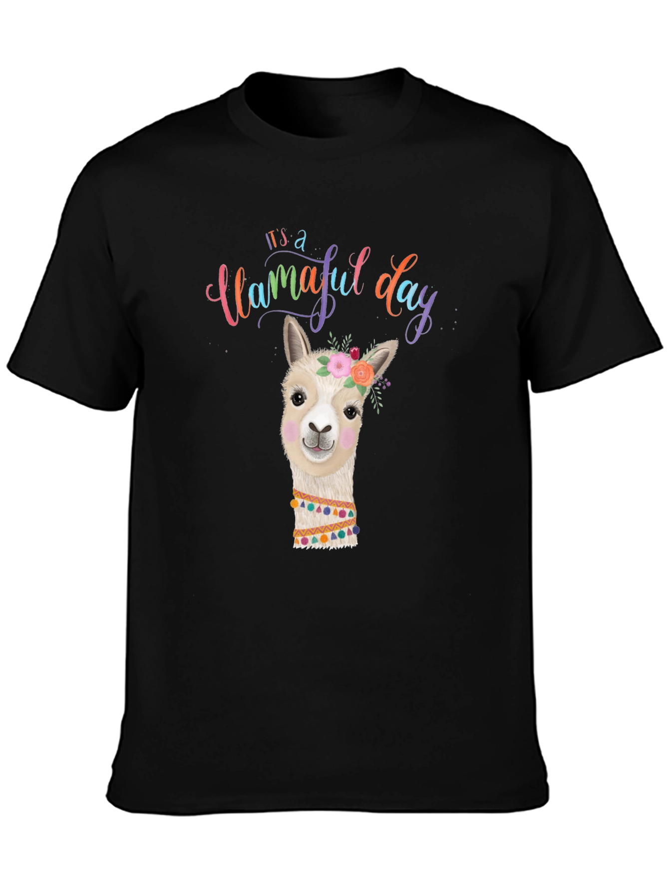 Black Llamaful Day Black Graphic Tee view 3