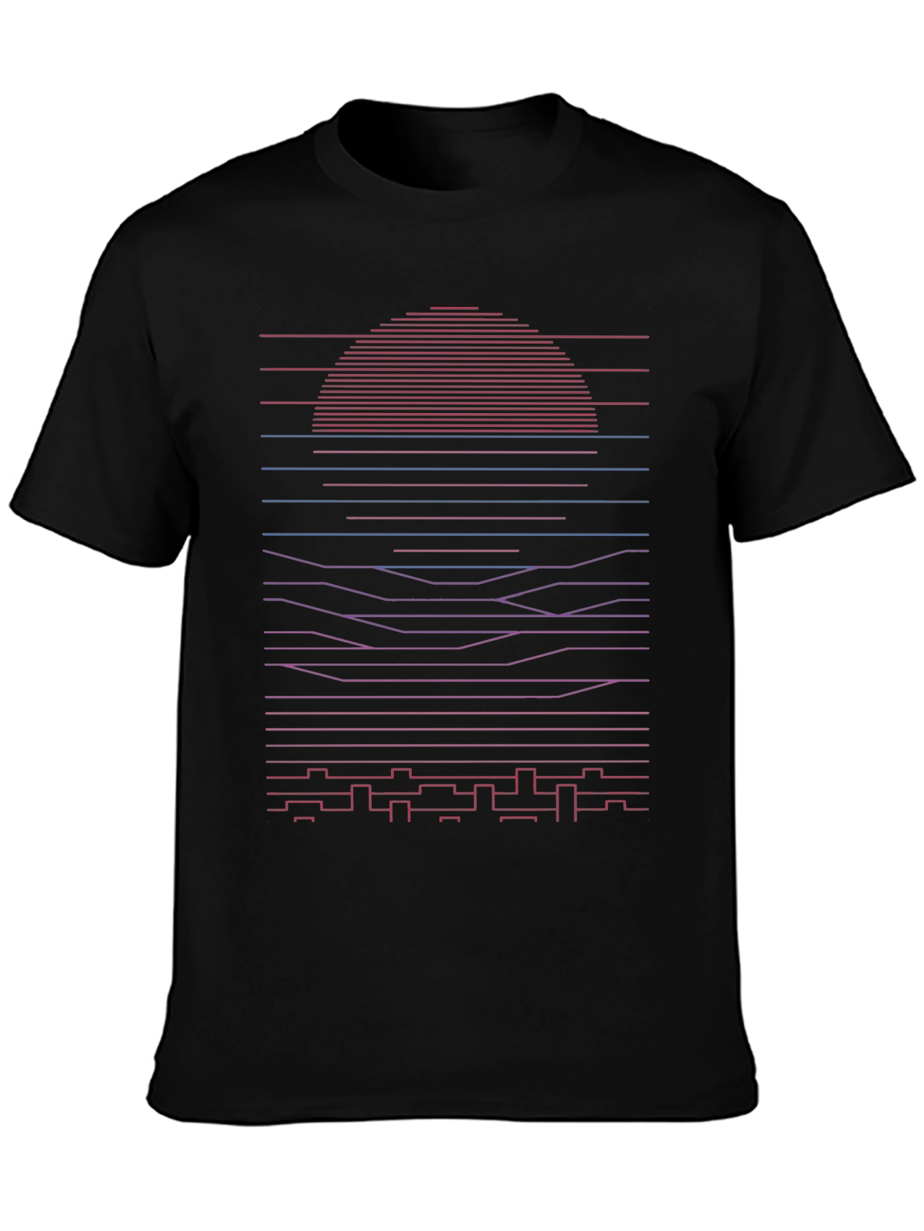 Black Retro Sunset T-Shirt - Synthwave Graphic Tee view 3