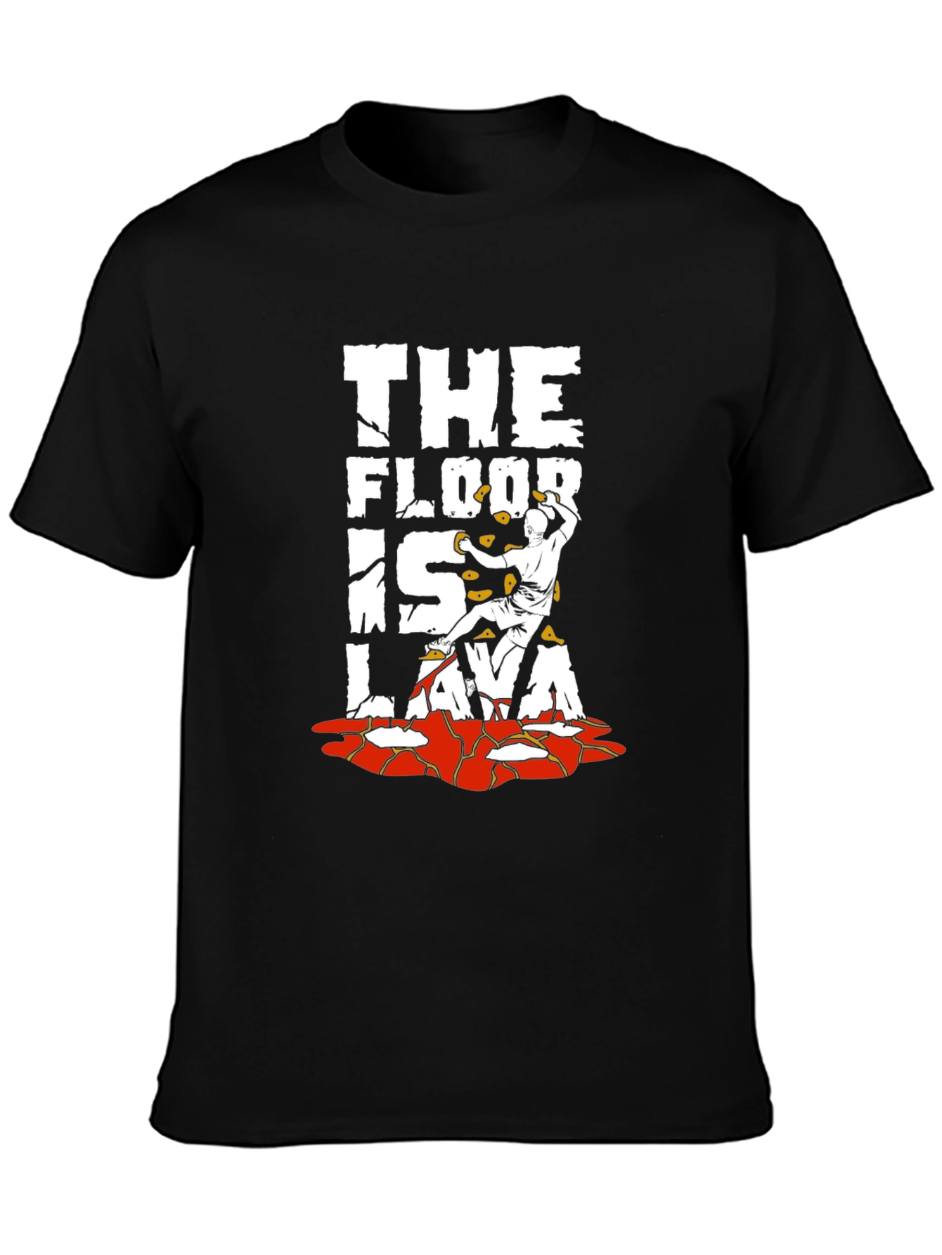 Black The Floor is Lava Graphic Tee - Rock Climbing Design view 3