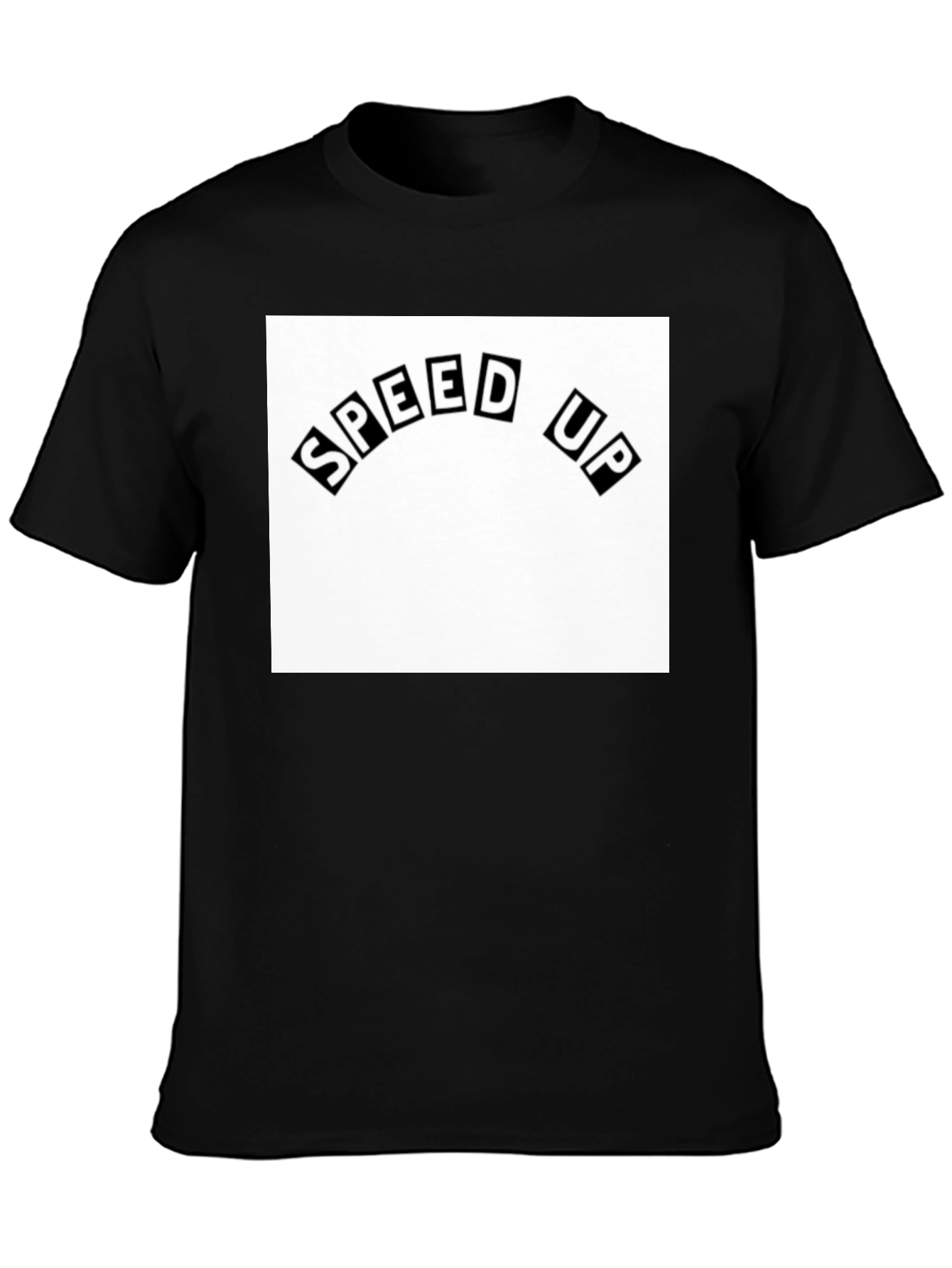 Black Speed Up Graphic Tee - Black Cotton T-Shirt view 3